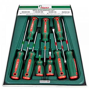 HANS Набор отверток шлиц и крест 9 предм в пластике (06400-9M) (06400-9М) - Фото 1