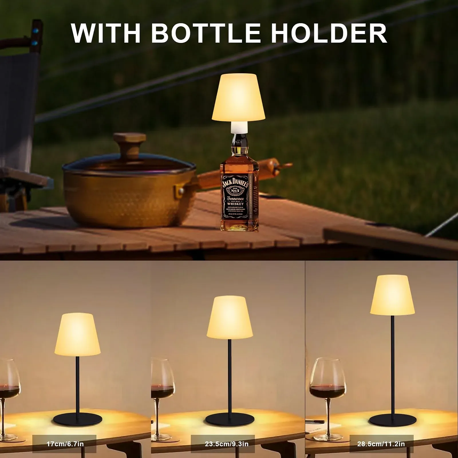 Настільна лампа бездротова світлодіодна RGB акумуляторна водонепроникна IP44 набір з 2, фото №3