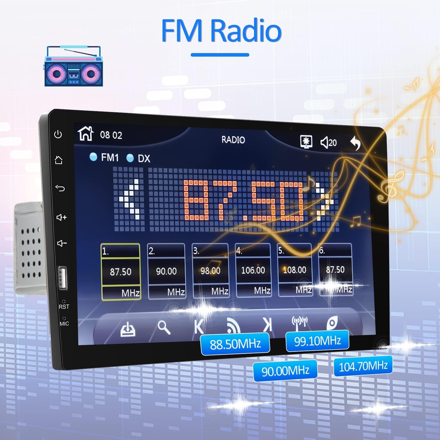 Автомагнітола OiLiehu SH1AM10O / 9" / Сенсорна / Apple CarPlay / Android Auto / Bluetooth / FM / USB / AUX / 1DIN, фото №5
