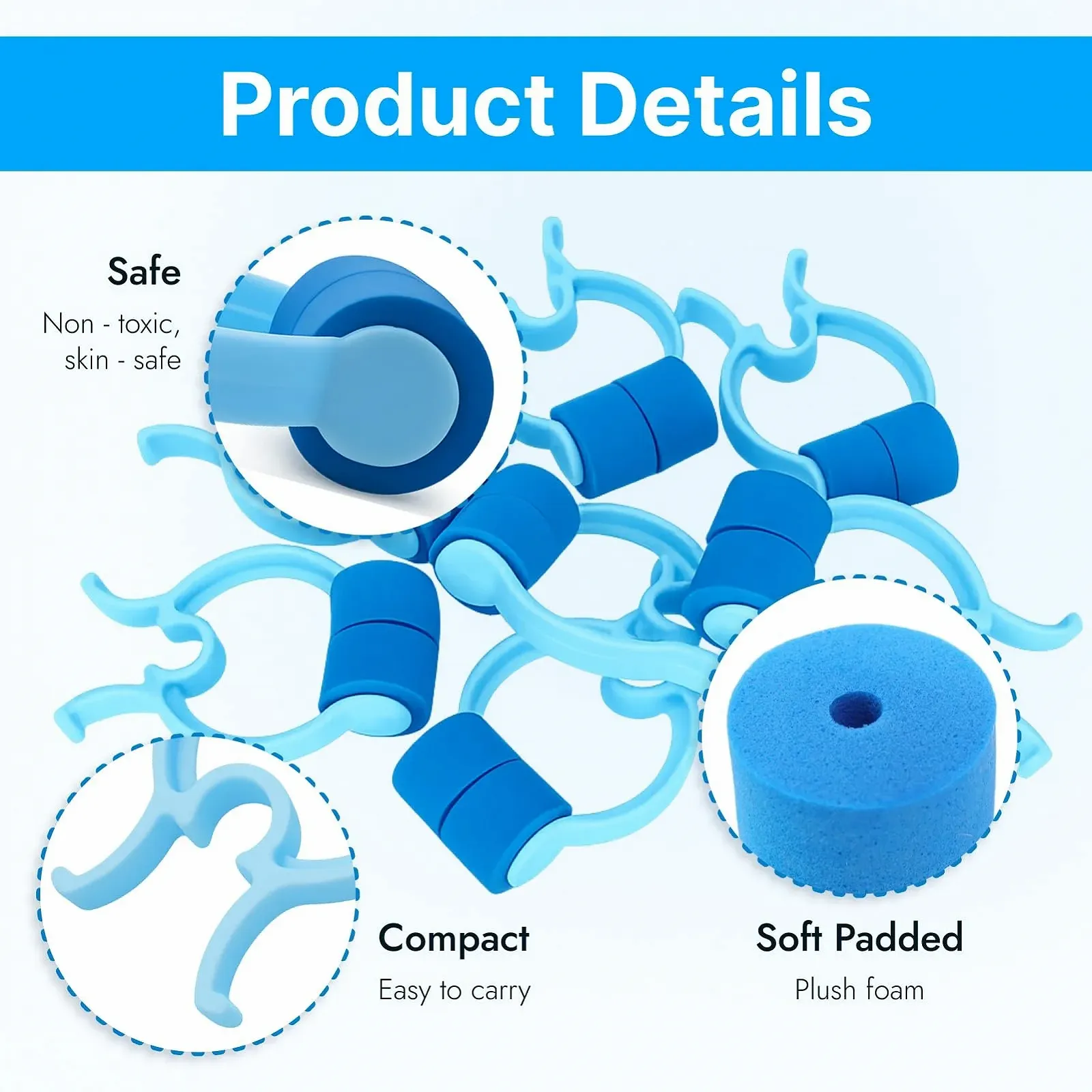 Кліпси для носа (16 шт. в упаковці) М'які проти хропіння з піноматеріалом, фото №3