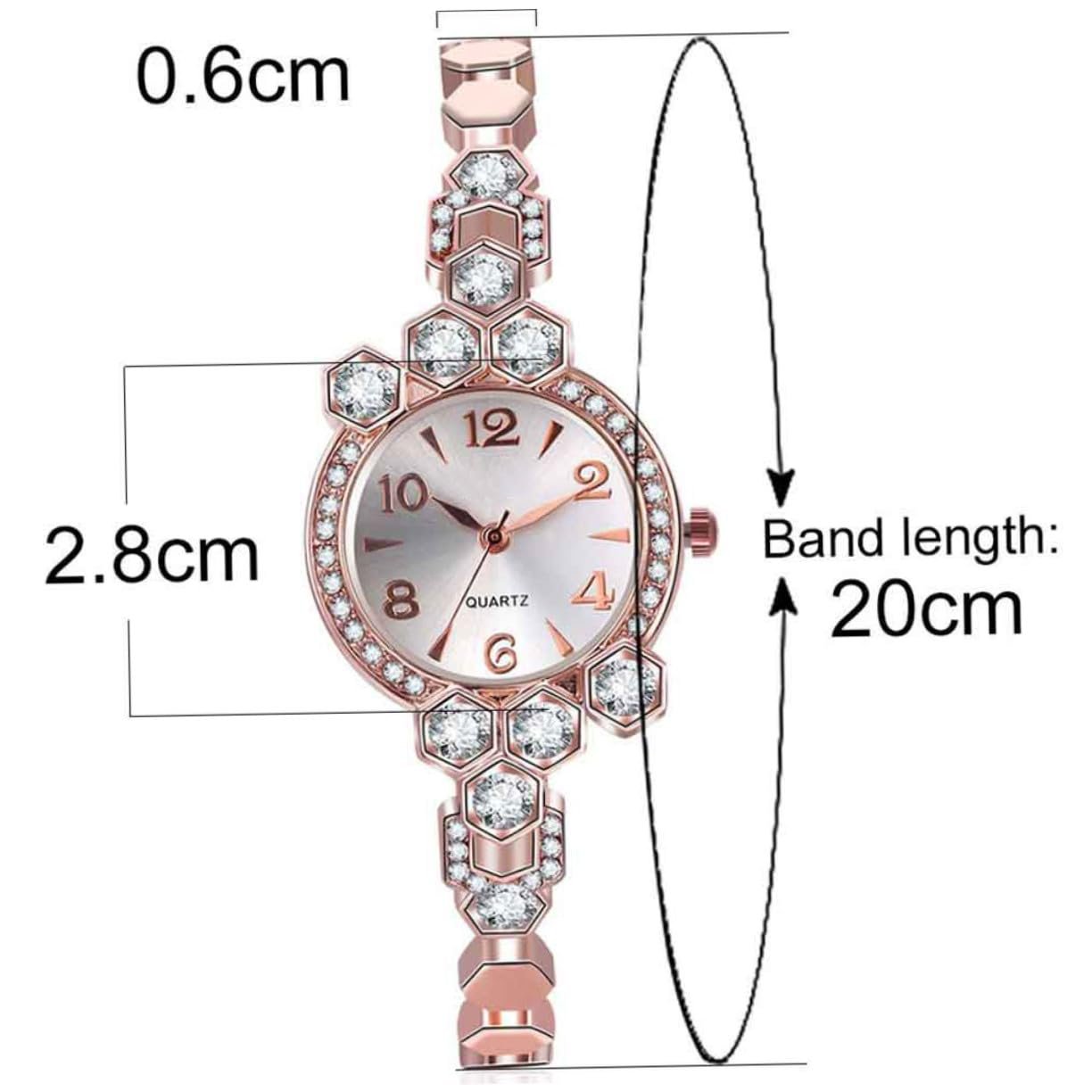 Часы женские PartyKindom Quartz с Rhinestones Rose Gold, фото №2