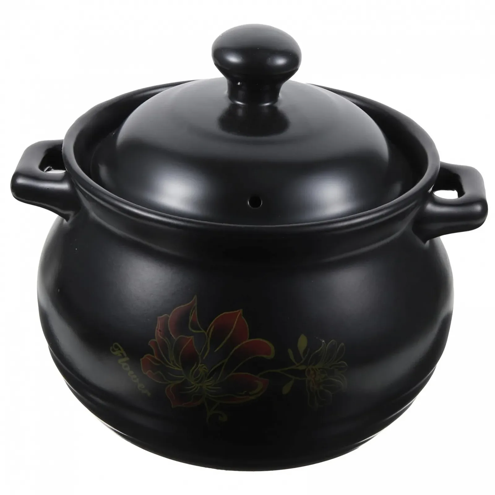 Кастрюля VALICLUD керамическая 2 л с крышкой с цветочным узором, фото №1