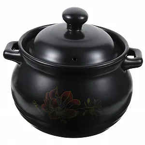 Кастрюля VALICLUD керамическая 2 л с крышкой с цветочным узором - Фото 1