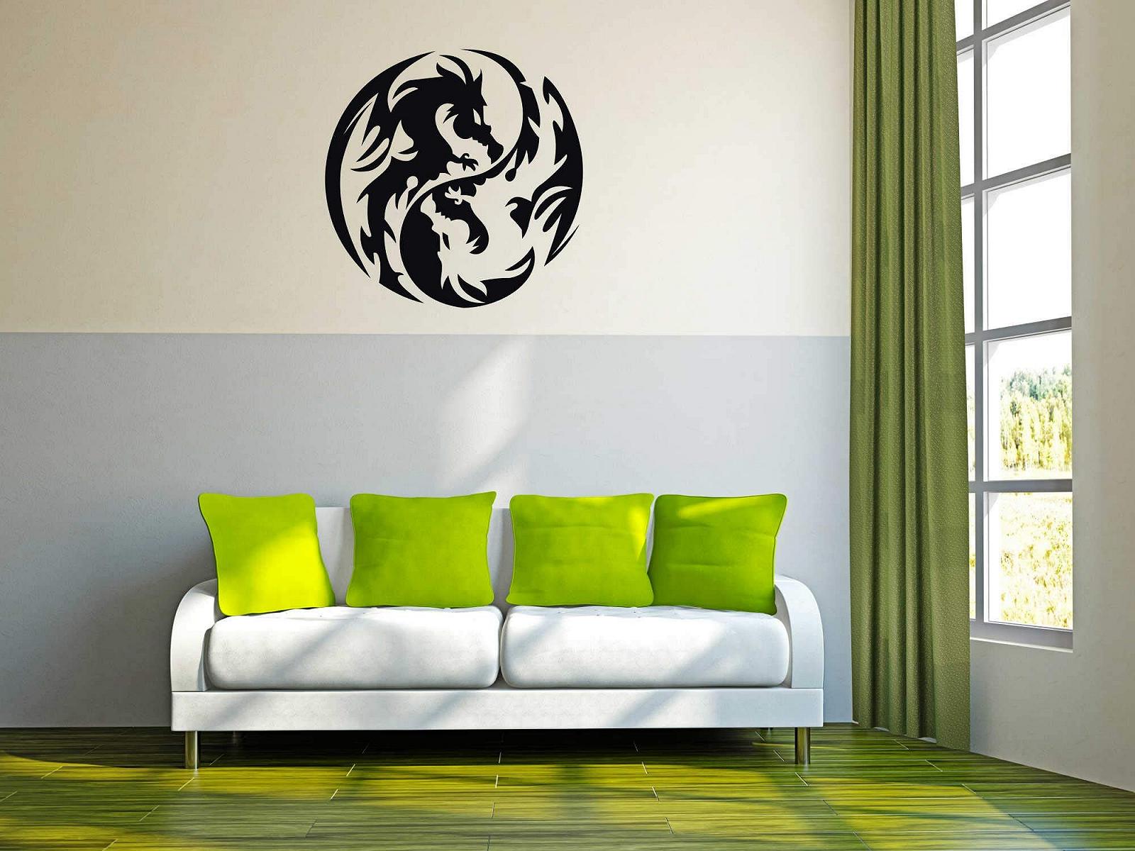 Настінна наклейка A432 Yin Yang Dragon 60 см x 60 см Чорна, фото №5 Настінна наклейка A432 Yin Yang Dragon 60 см x 60 см Чорна, фото №5