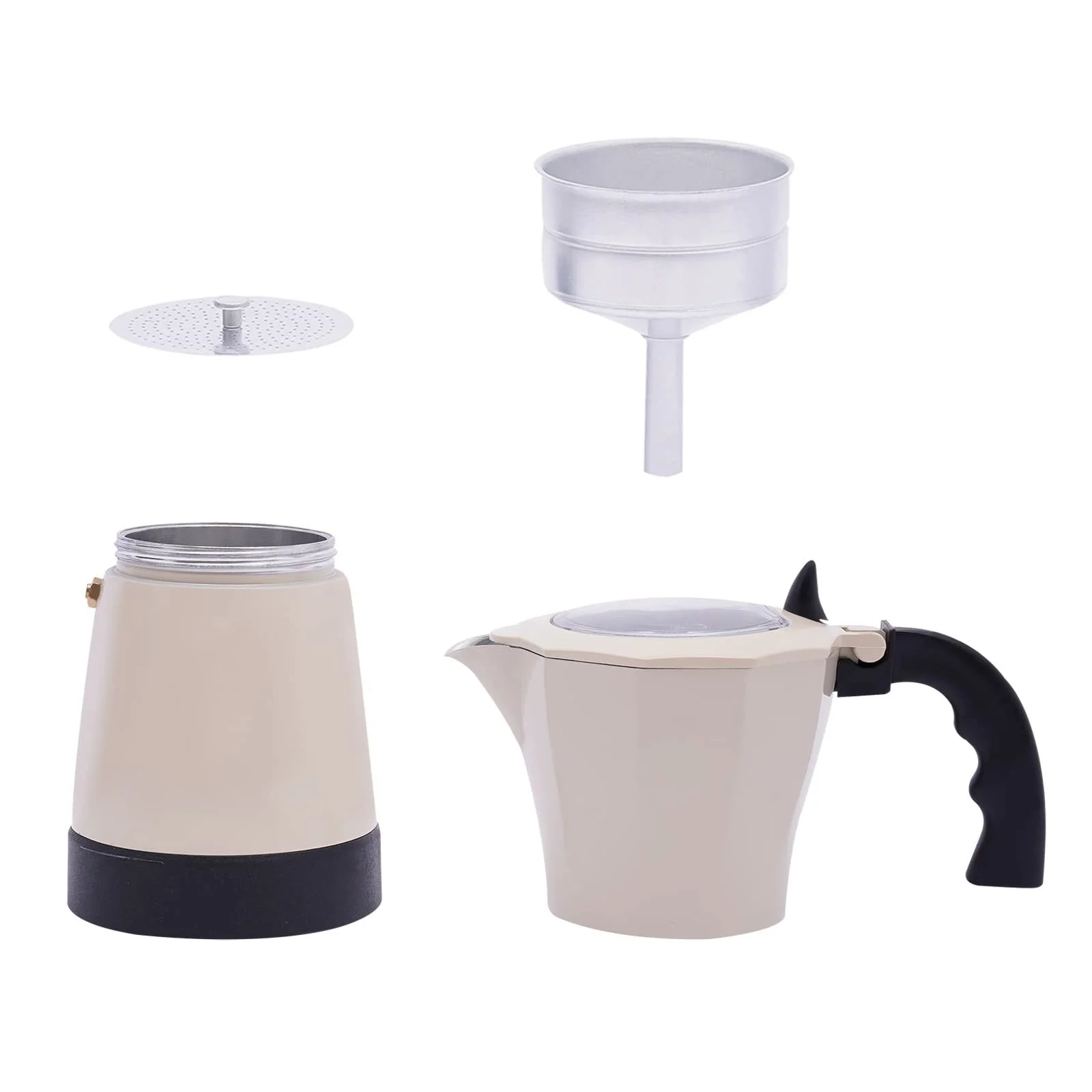 Ручная кофеварка с термокрышкой и ручкой бежевая основа, фото №7