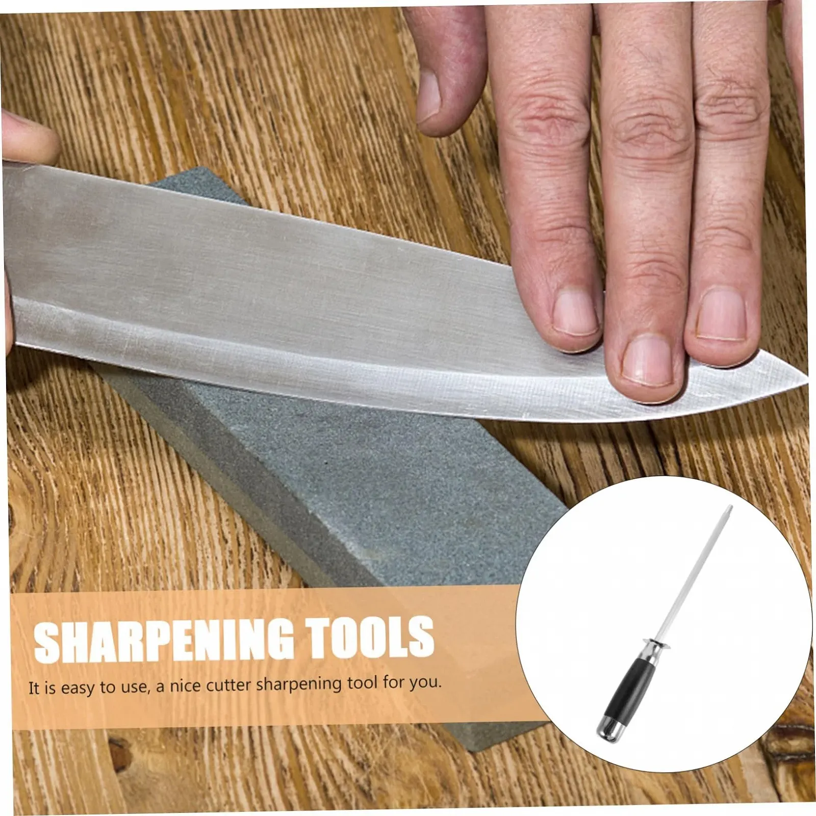 Мусат точильный ABOOFAN из нержавеющей стали с эргономичной ручкой, фото №3