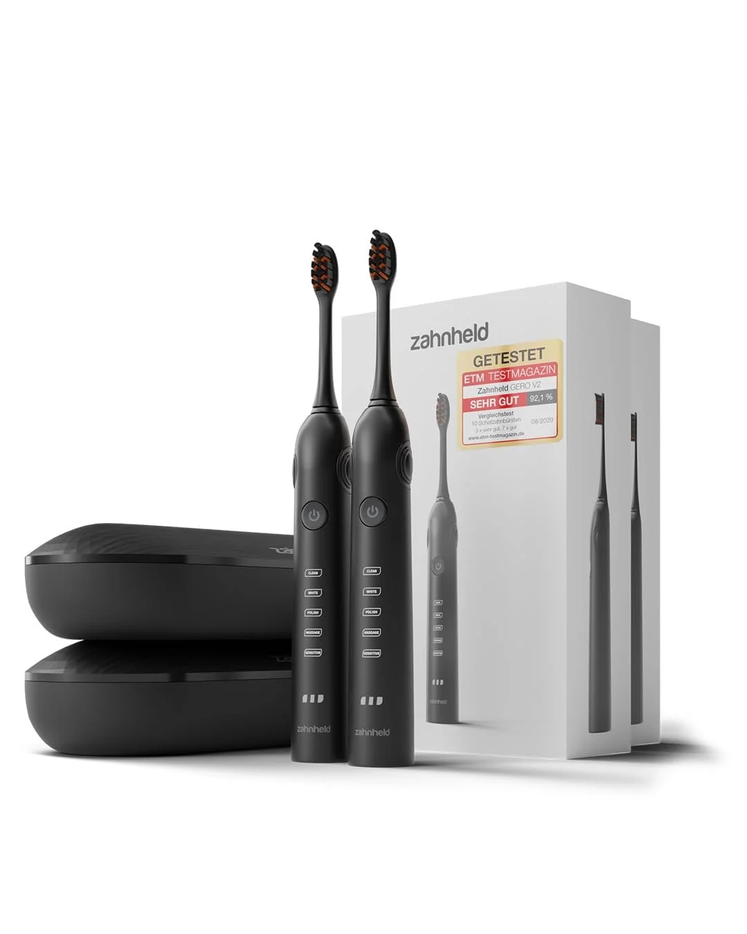 Электрические звуковые зубные щетки ZAHNHELD Gero 2 шт 2 дорожных футляра, фото №1