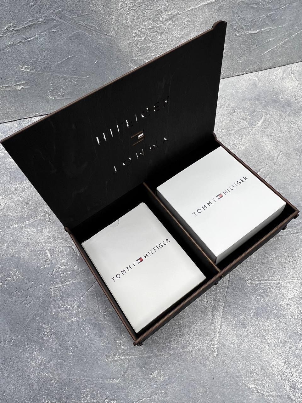 Подарочный набор Ремень Кошелек из натуральной кожи брендовий Tommy Hilfiger, фото №3