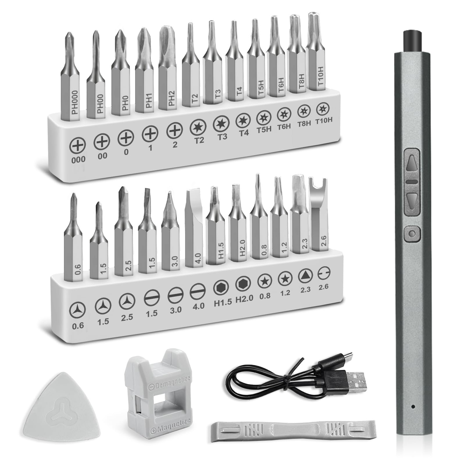 Набір електричних викруток DTD Precision 30 в 1 Mini, 5 Torque, 5/32 Inch Hexagon, магнітна бездротова для ПК, телефону, окулярів, ноутбука, фото №1