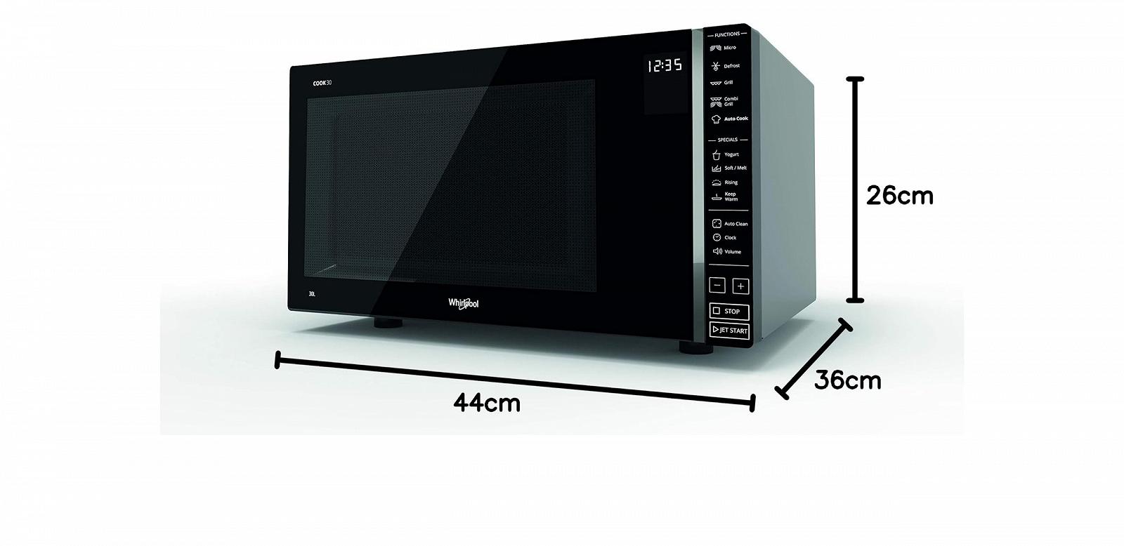 Настольная комбинированная микроволновая печь Whirlpool MWP 303 SB 30 л 900 Вт Серая, фото №6 Настольная комбинированная микроволновая печь Whirlpool MWP 303 SB 30 л 900 Вт Серая, фото №6
