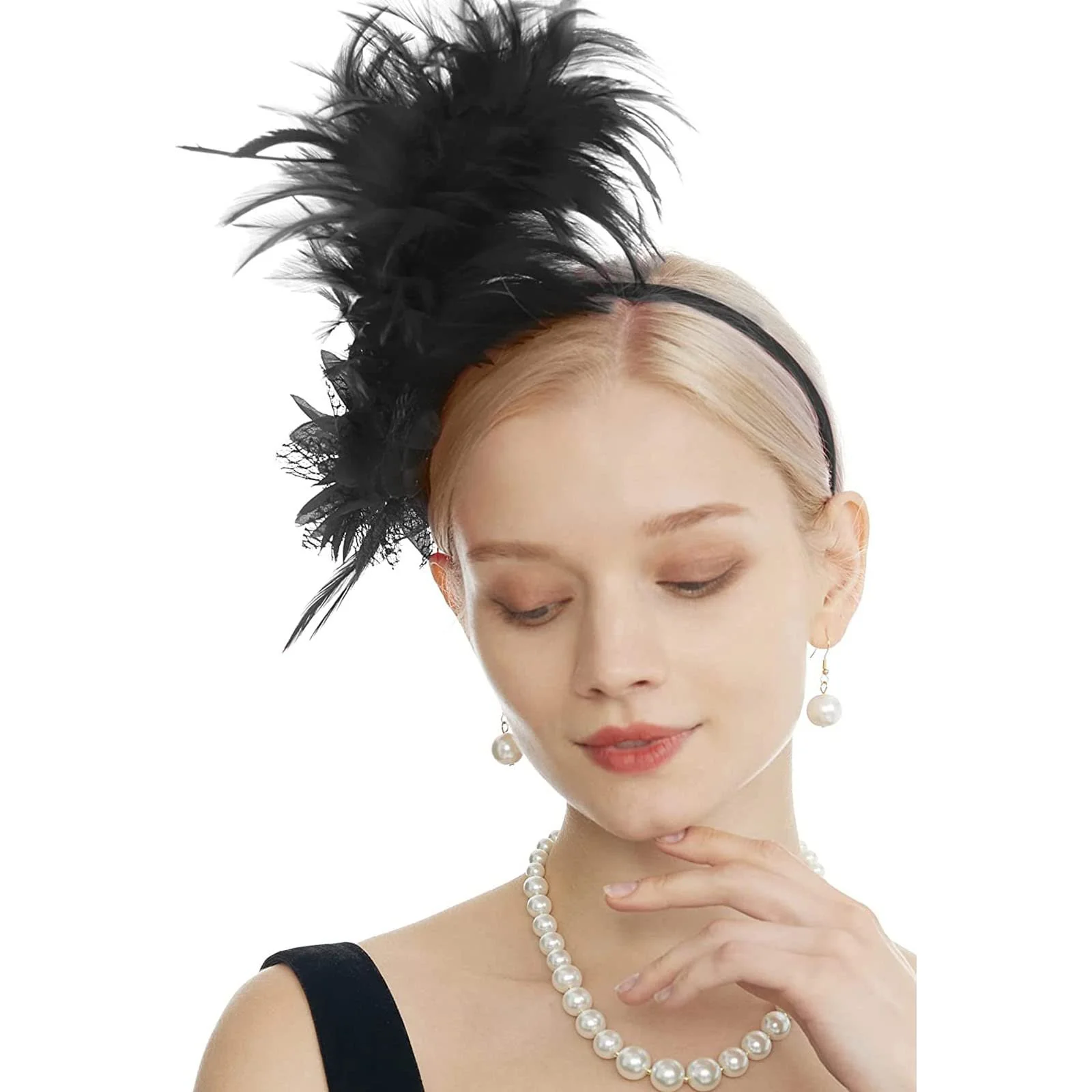 Вінтажний обруч для волосся з пір'ям чорний, фото №4 Вінтажний обруч для волосся з пір'ям чорний, фото №4