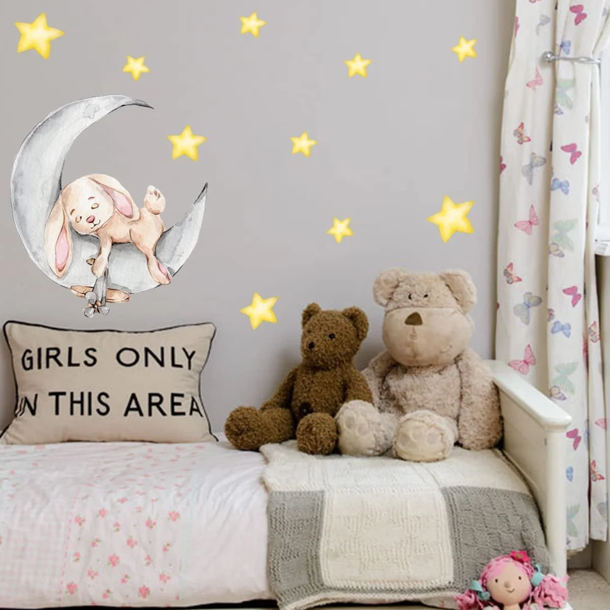 Наклейка на стіну WandSticker4U Кролик на місяці 66 x 62 см Акварель, фото №8