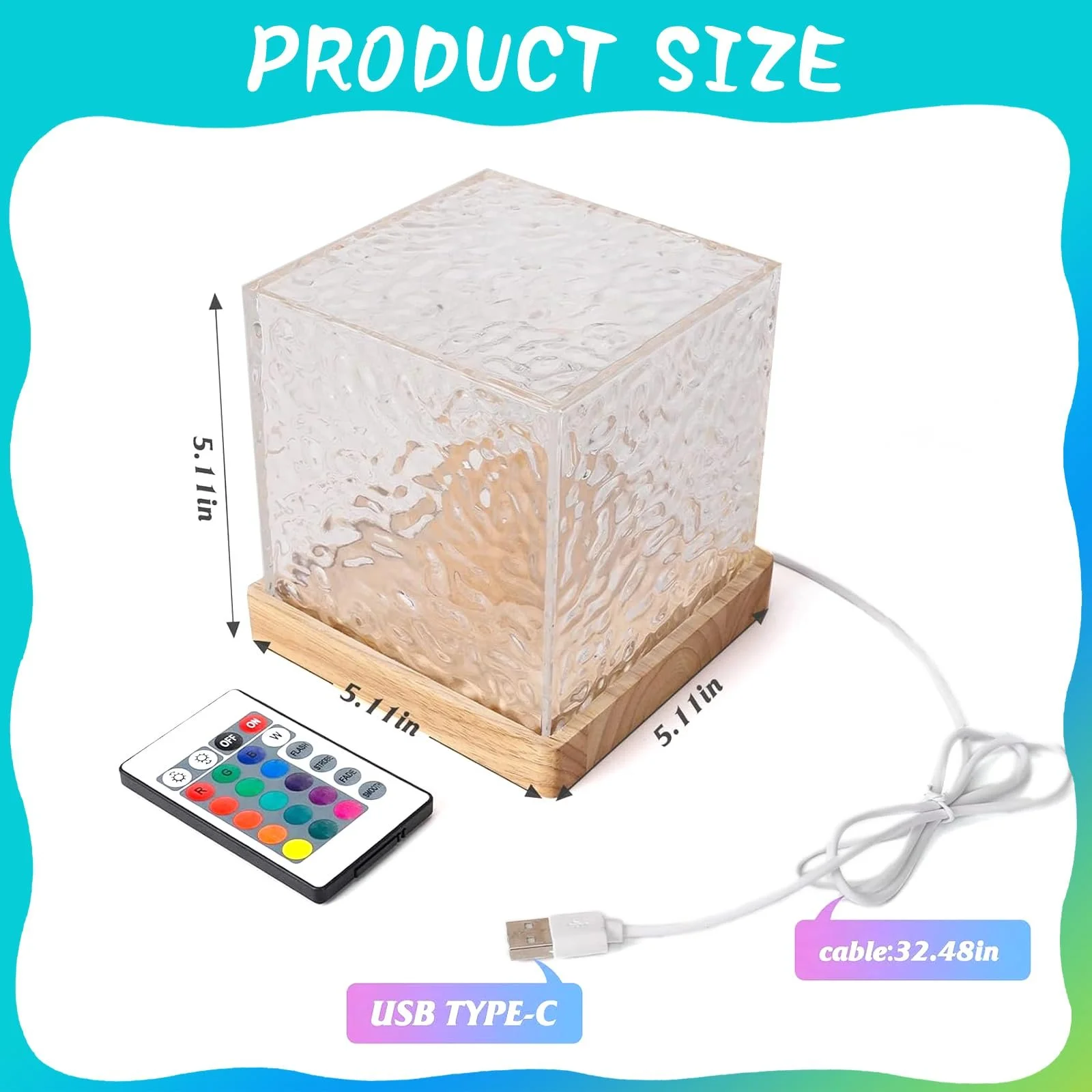 Настільна лампа LED DAZZTIME Crystal Акрилова RGB Дистанційне керування Хвиля, фото №2