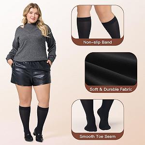 Чулки MANZI 4 пары, женские, большие размеры, 40 ден, полупрозрачные, матовые, нейлоновые, тонкие чулки до колен, черные, телесного цвета synthetic.ua - Фото 1