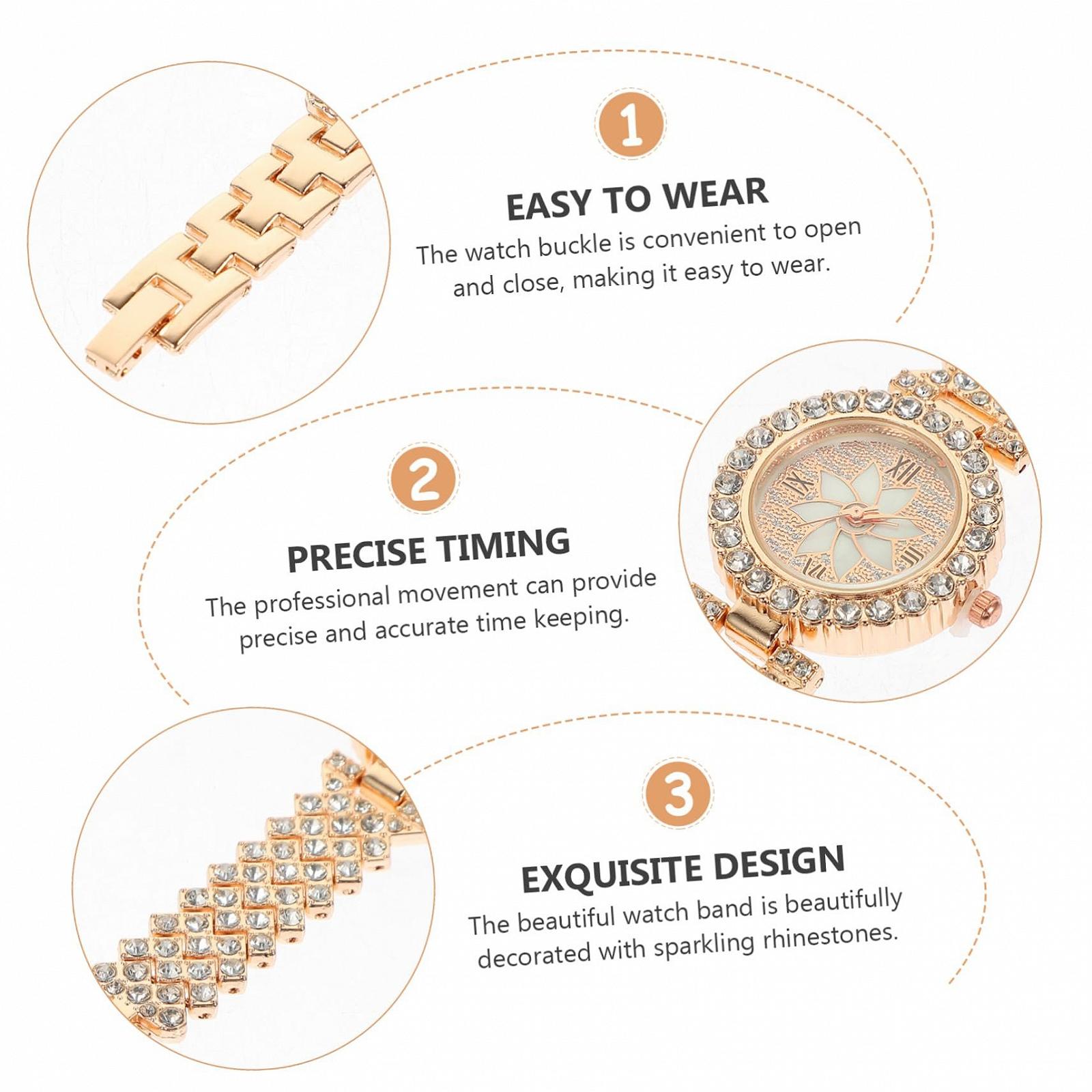 Женские часы Healvian Полный комплект Модный дизайн Розовое золото, фото №3