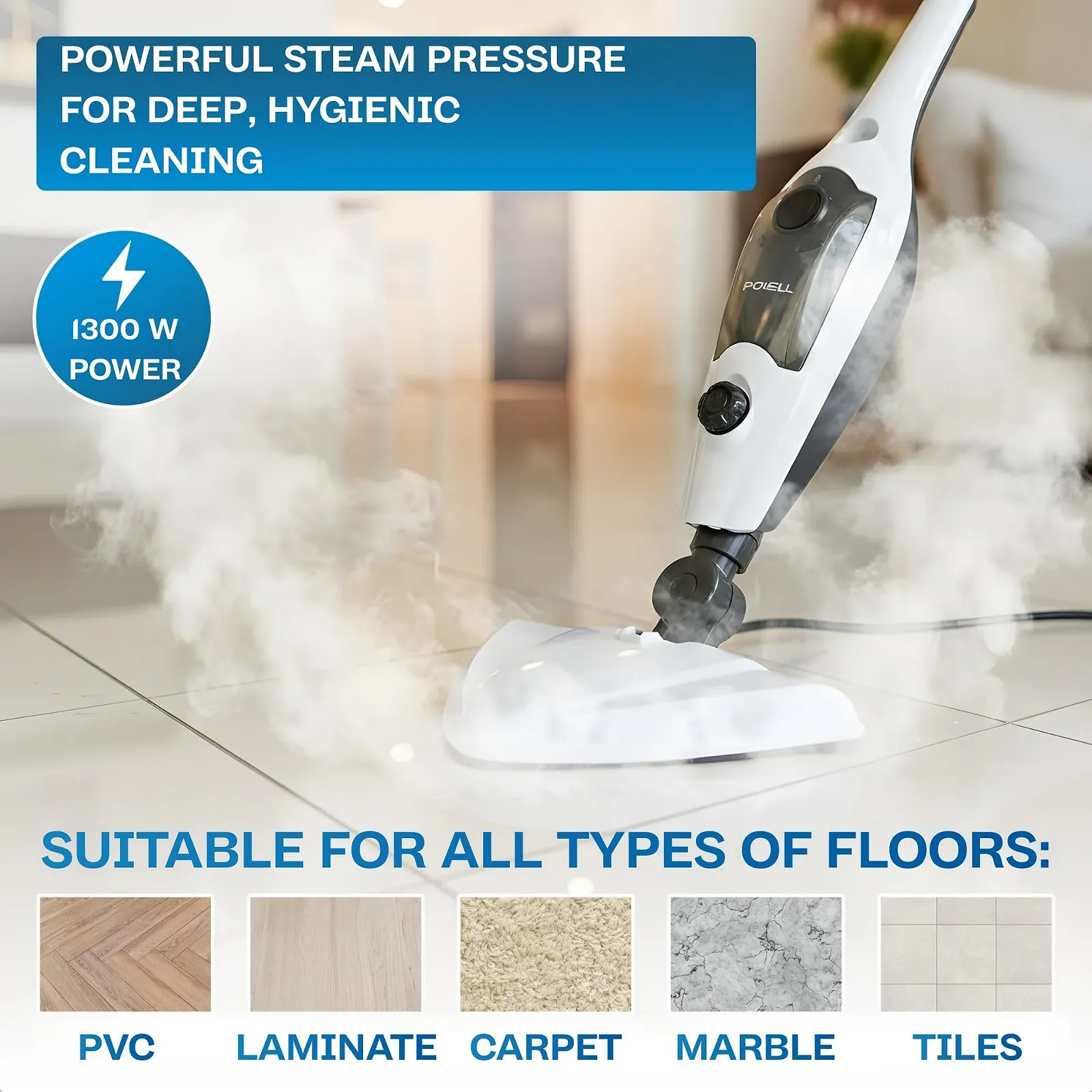 Парова швабра та ручний пароочисник Powell 12-в-1 1300 Вт, фото №4 Парова швабра та ручний пароочисник Powell 12-в-1 1300 Вт, фото №4