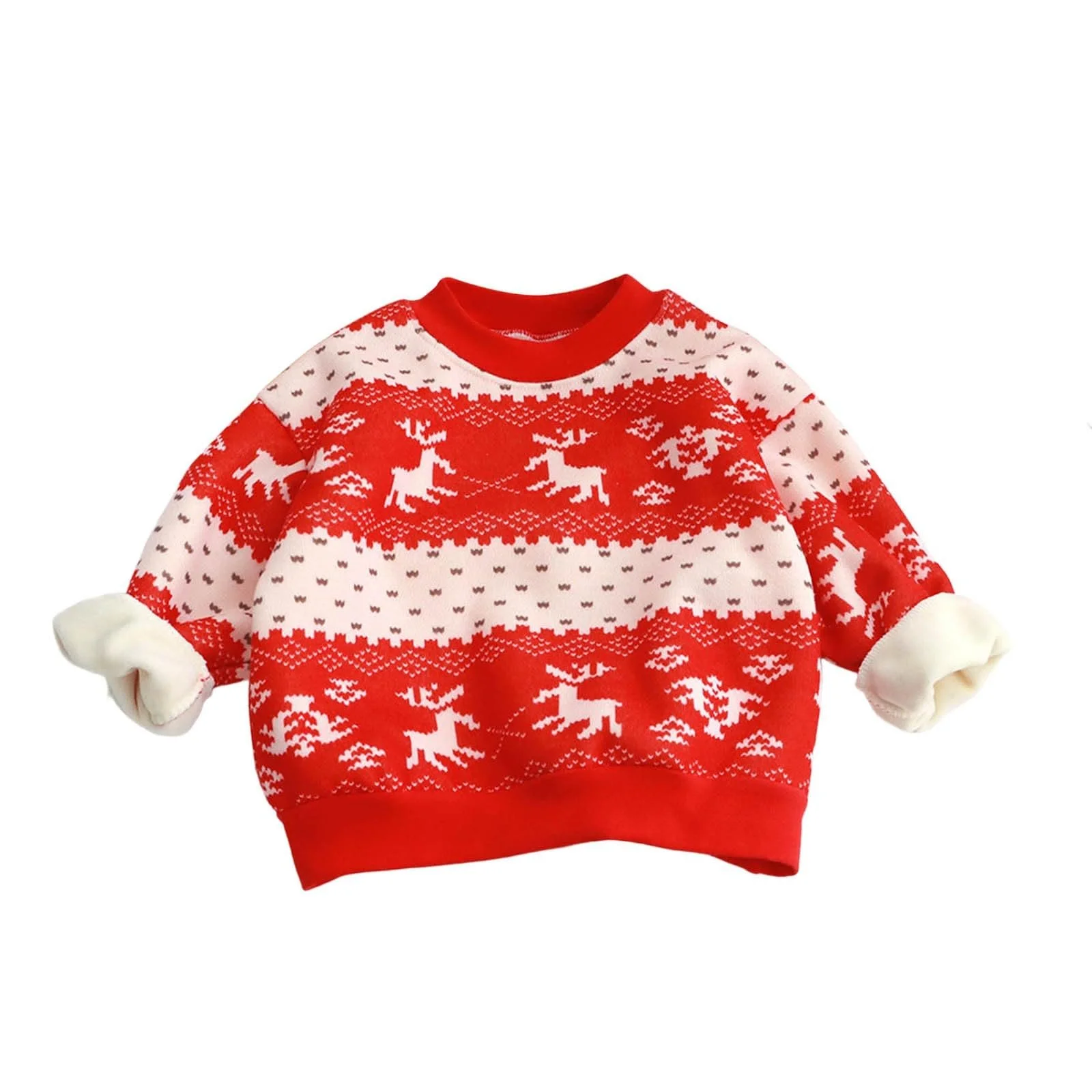 Праздничный свитер с принтом оленя для девочки, фото №1