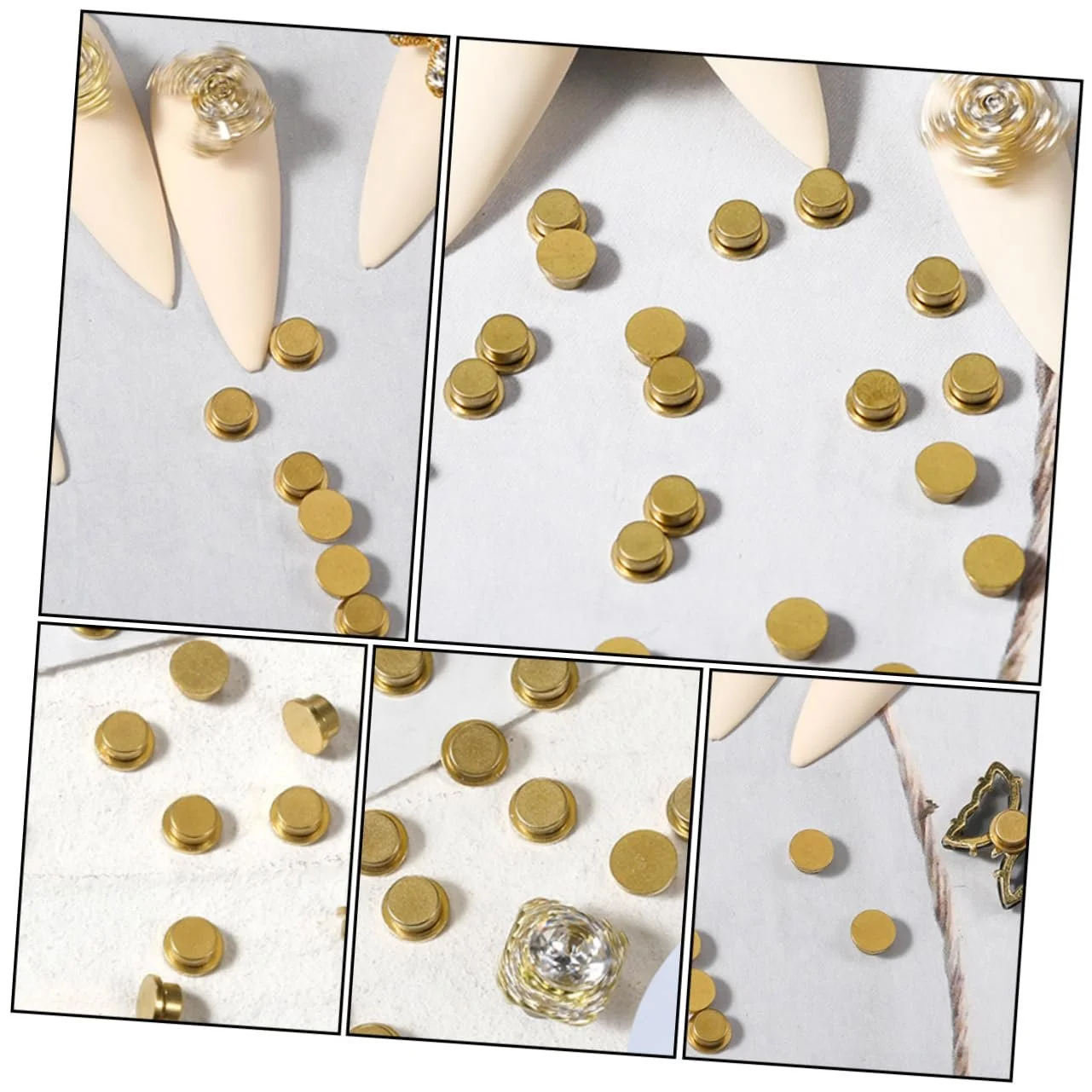 Стразы для ногтей Золотые, 20 шт, фото №5