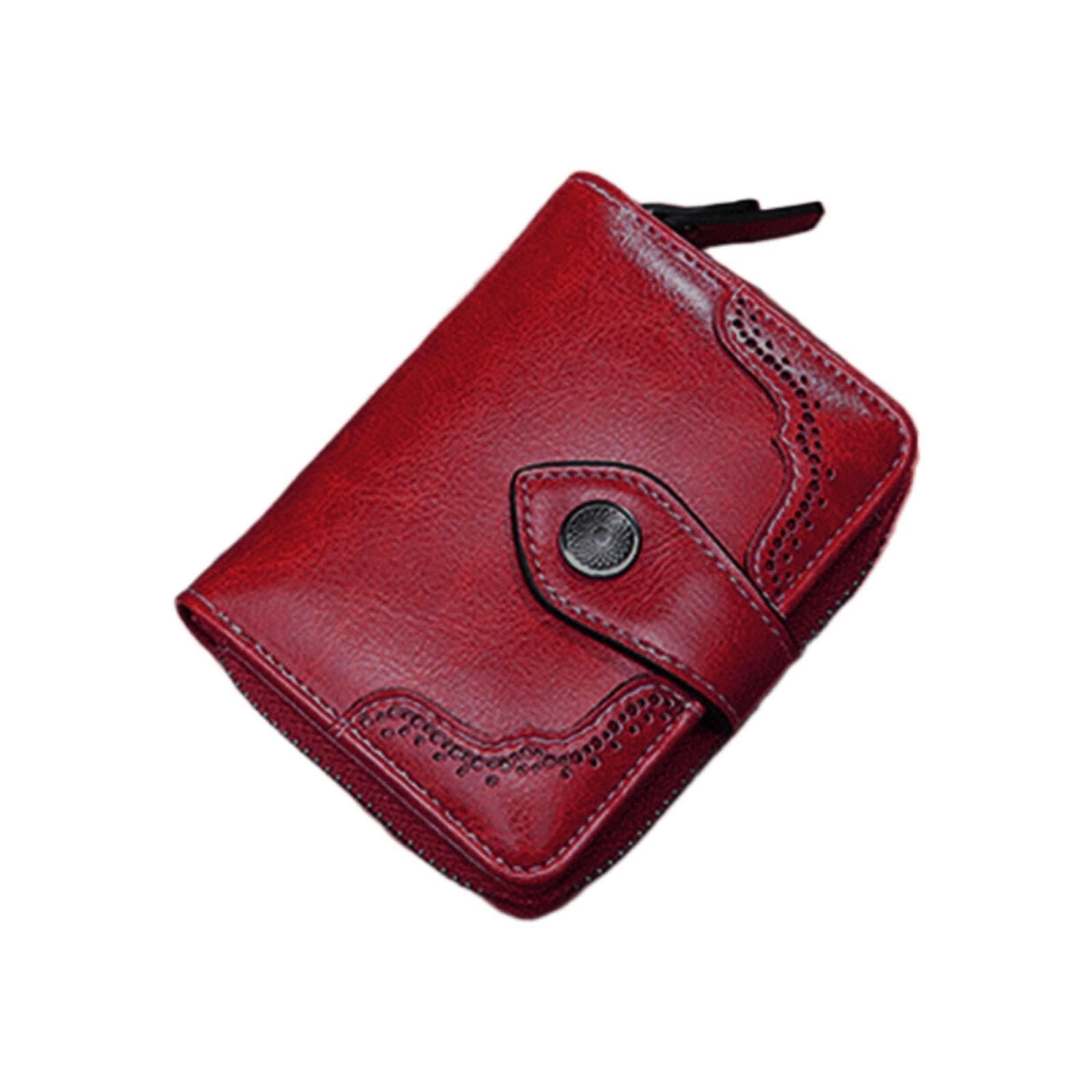 Кошелек Искусственная кожа Retro Oil Waxed Leather Женский Короткий Красный, фото №1