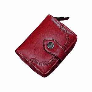 Кошелек Искусственная кожа Retro Oil Waxed Leather Женский Короткий Красный - Фото 1