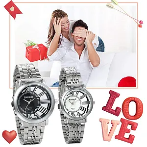 Часы Унисекс JewelryWe Кварцевые Аналоговые Циферблат с Римскими Цифрами Черный, Белый, Серебряный synthetic.ua - Фото 1