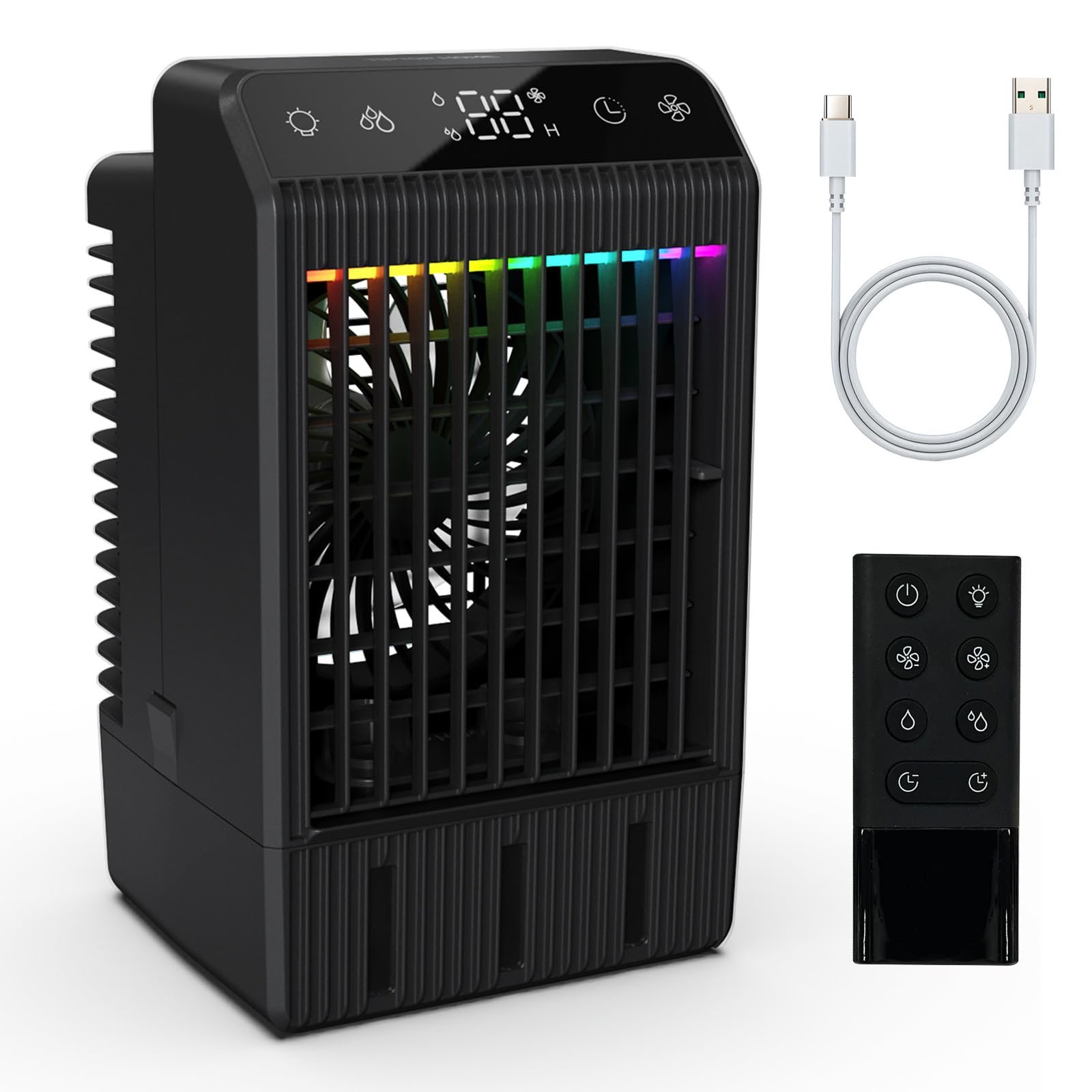 Мобільний міні-кондиціонер 4 рівні швидкості 1 L з підсвічуванням, фото №1
