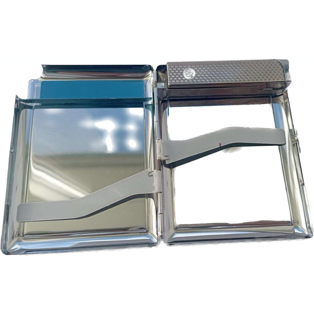 Портсигар на 20 сигарет с зажигалкой 3308 Black Silver 10839, фото №4