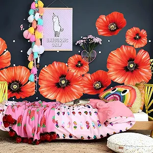 Наклейка на стіну Runtoo Large Flower 3D Червоні маки synthetic.ua - Фото 1