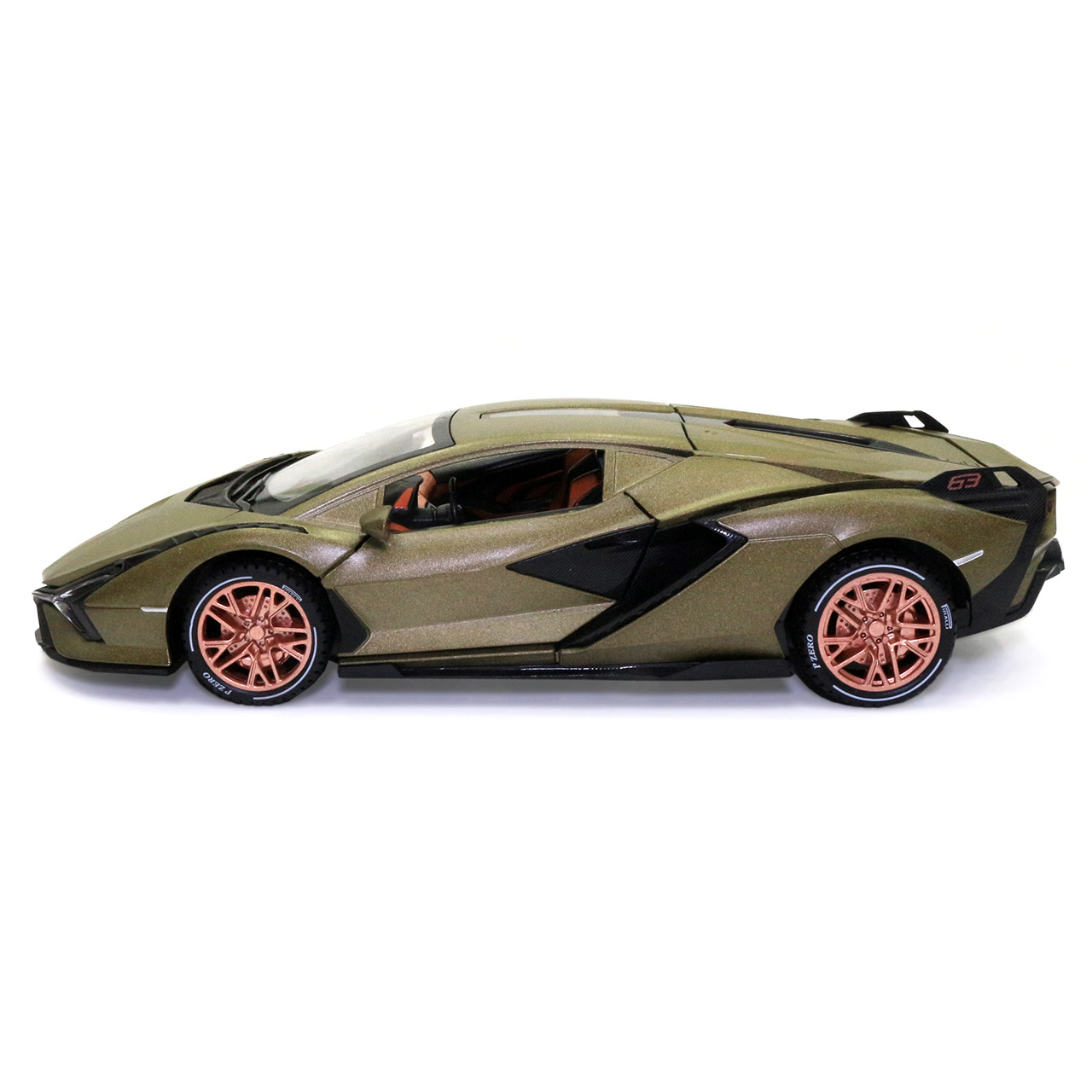 Игрушечная машинка металлическая Lamborghini Sian АвтоЕксперт Ламборджини Сиан свет звук 20*8*5 см хаки, фото №4