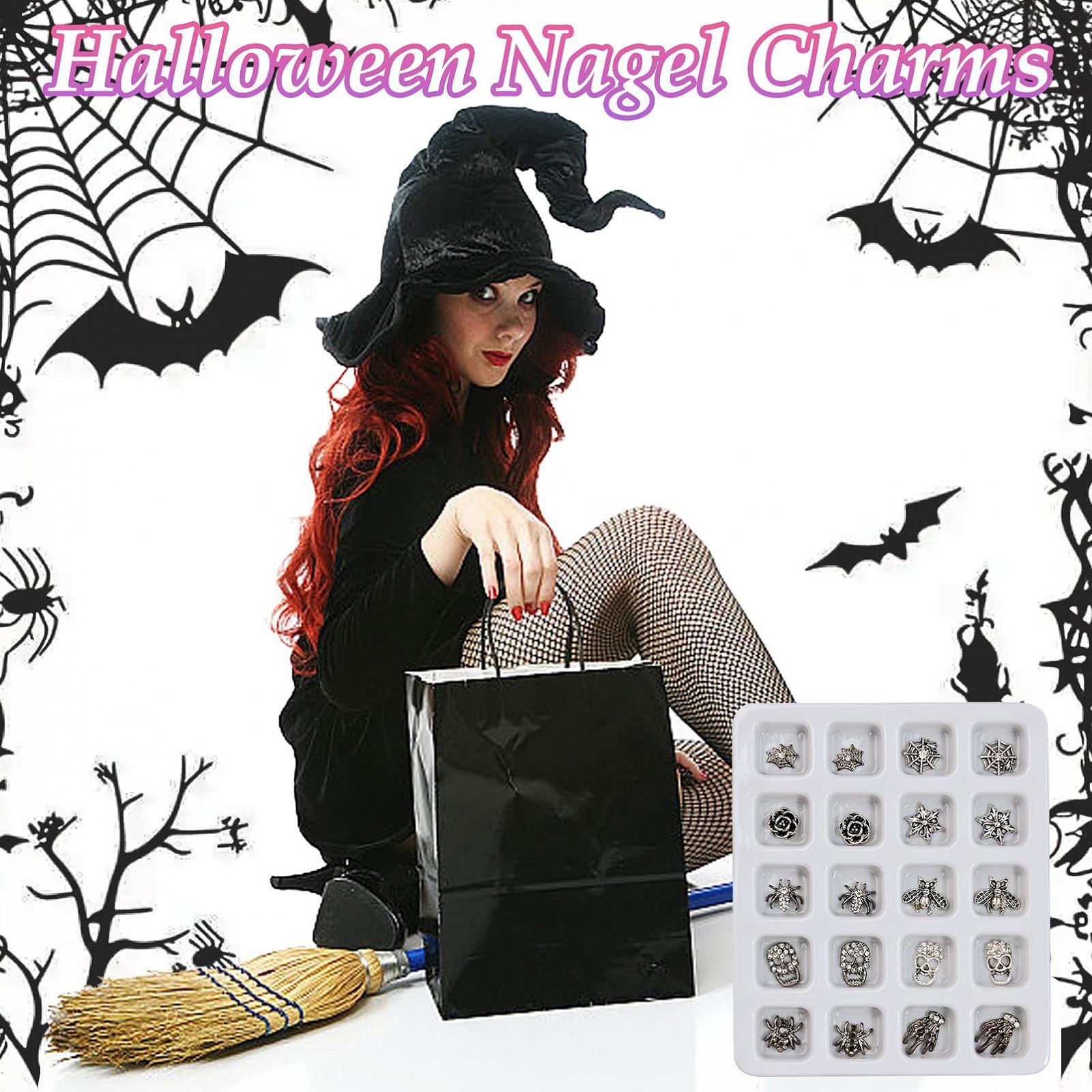 Типу Хелловін Череп, Павутиння, Павук Камінці зі стразами Сріблястий, фото №7