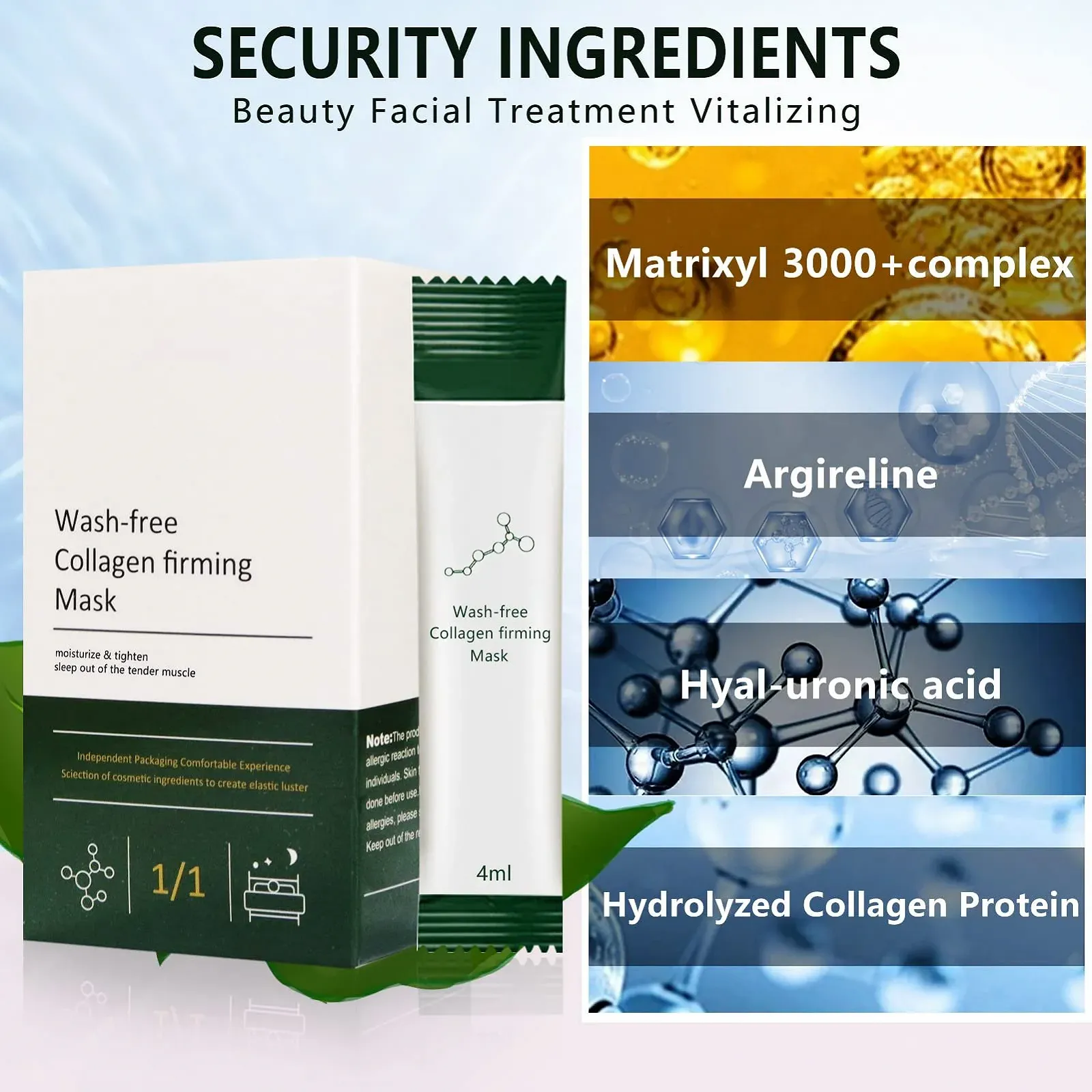 Маска Miioto Collagen нічна, набір з 4 органічних масок з колагеном, фото №4