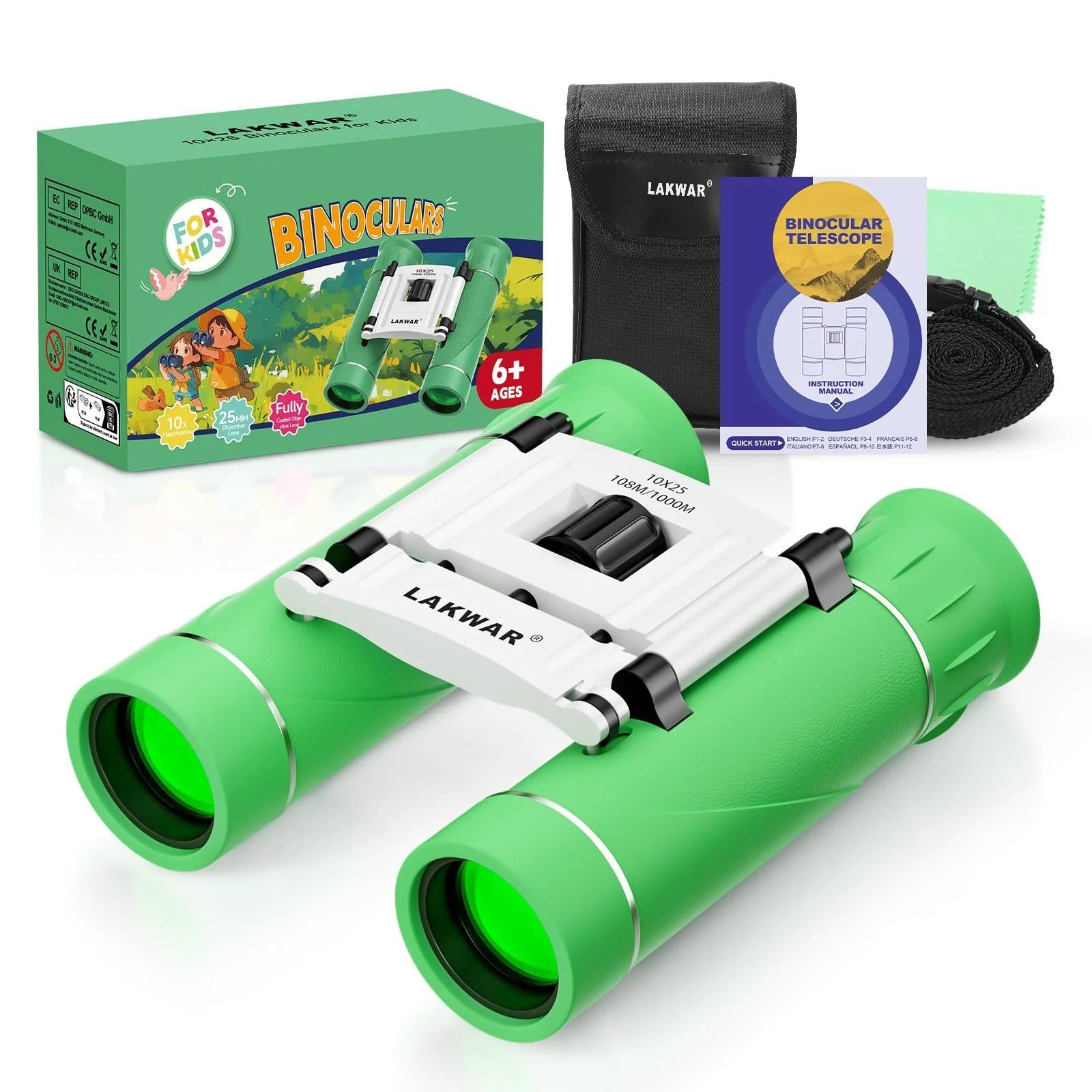 Бінокль 10x25 Компактний Міні Водонепроникний Зелений, фото №1
