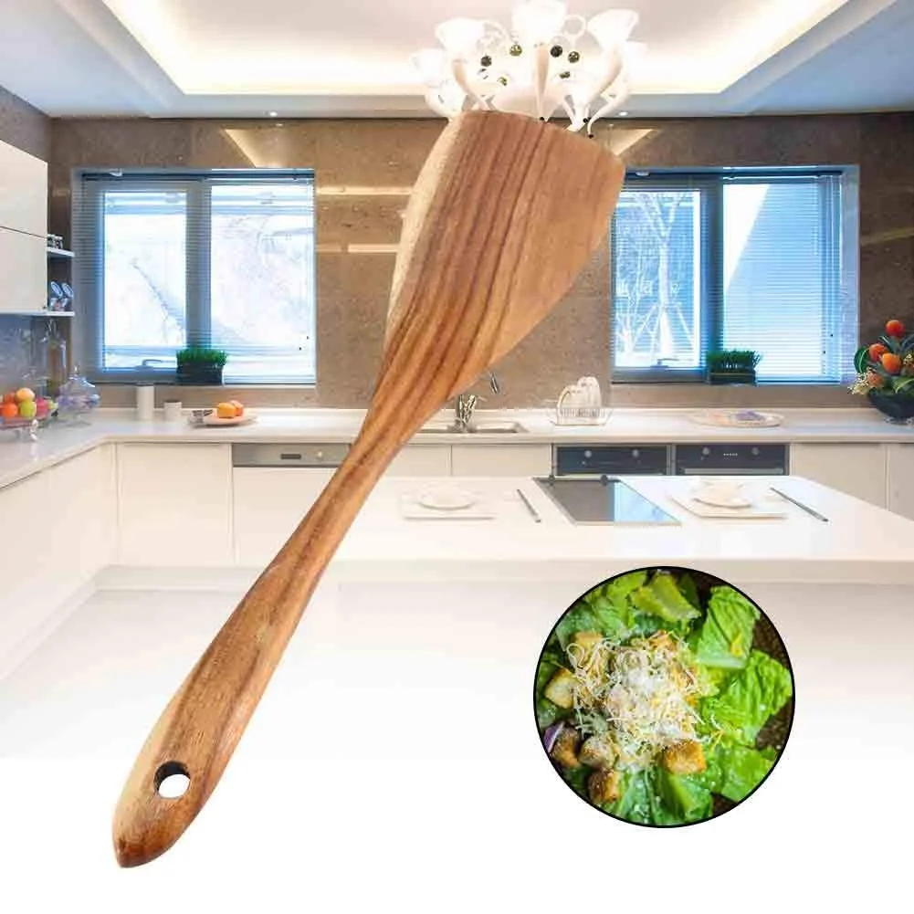 Лопатка Teak деревянная 31.5 x 7.5 см антипригарная для вока для яиц и рыбы кухонная принадлежность, фото №5