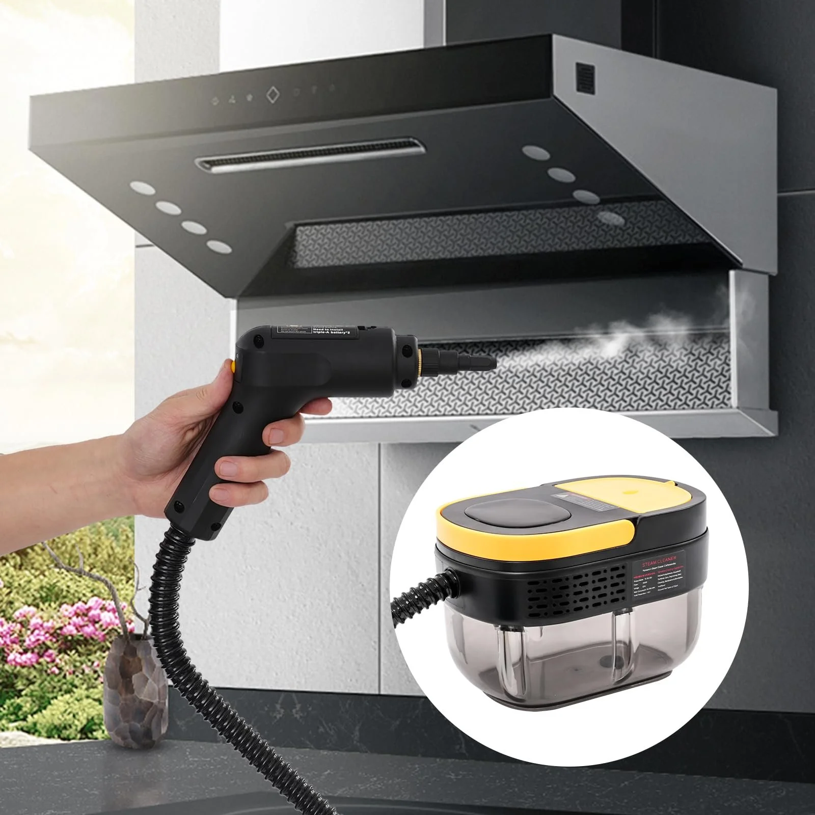 Пароочисник ручний 1500 Вт високого тиску з баком 1600 мл та 8 аксесуарами, фото №5