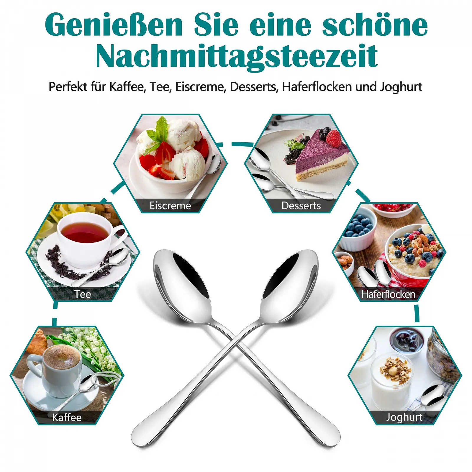Ложки Homikit для кави, 12 штук, полірована нержавіюча сталь, фото №4
