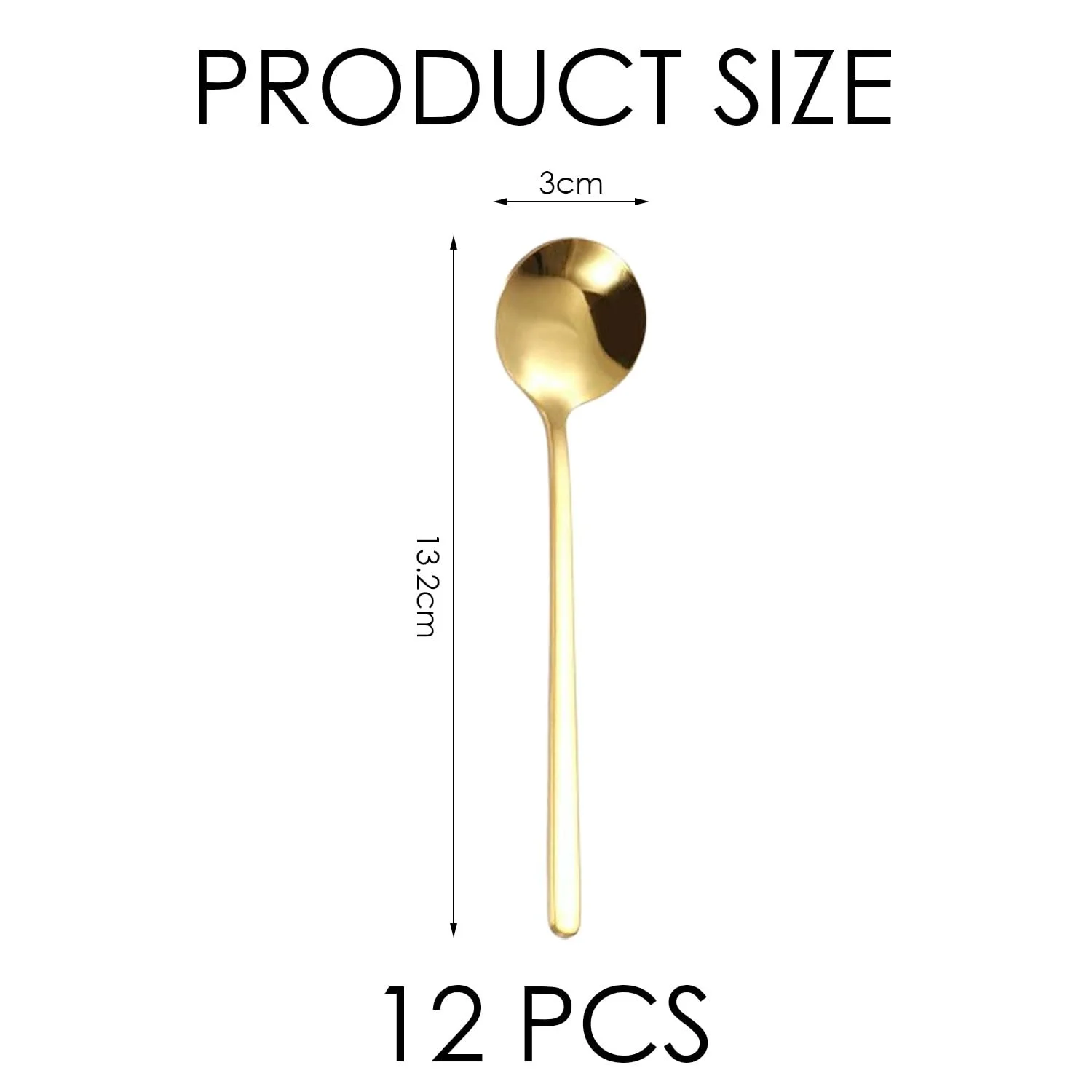 Набор ложек из нержавеющей стали (12 шт) Длинная ручка Кофейная ложка Кухонная утварь Ложка для смешивания Десертная ложка, фото №2