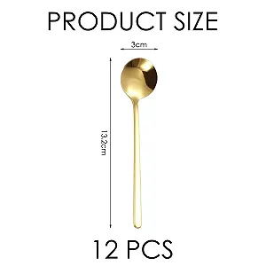 Набор ложек из нержавеющей стали (12 шт) Длинная ручка Кофейная ложка Кухонная утварь Ложка для смешивания Десертная ложка synthetic.ua - Фото 1