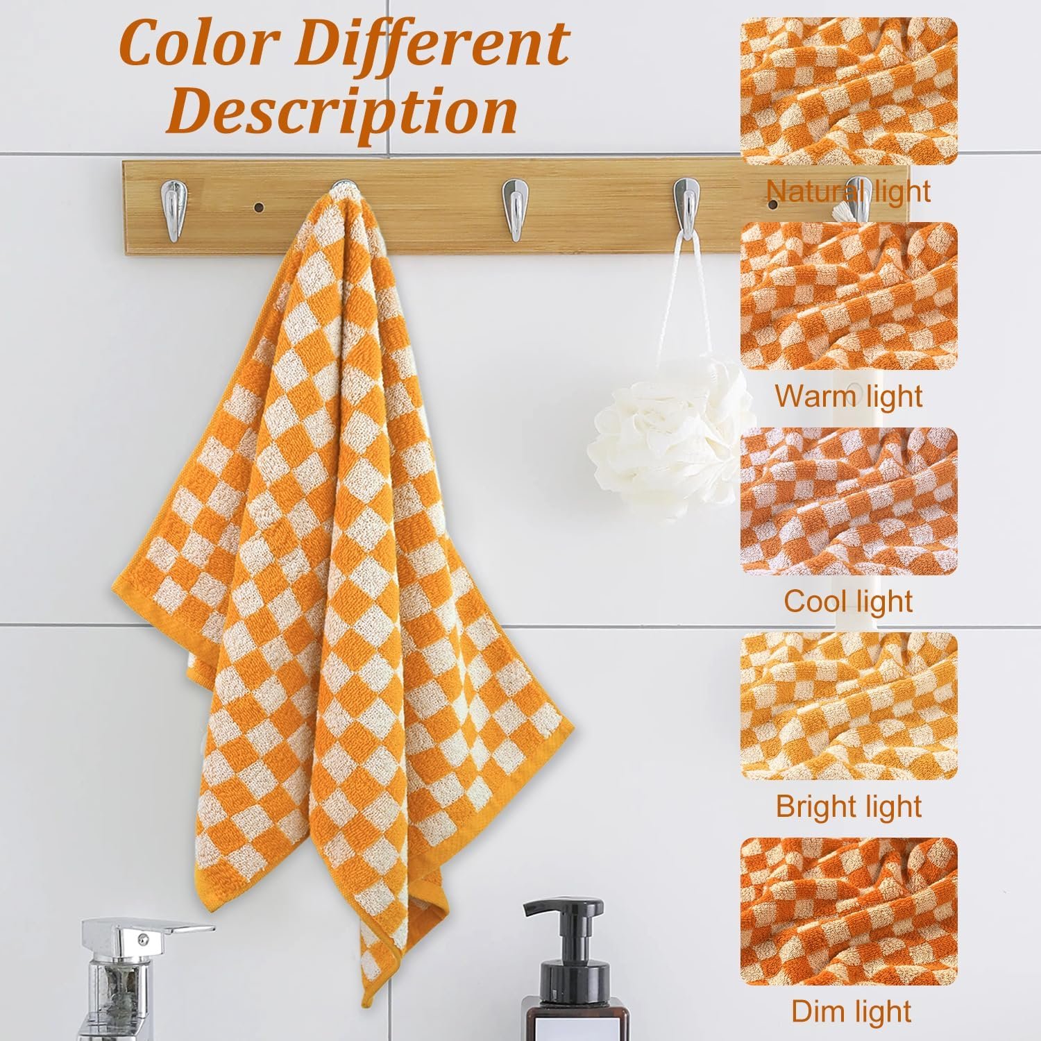 Набір рушників для обличчя Jacquotha Soft Towels 4 шт. Orange Plaid 33 x 73 см Помаранчевий, фото №8