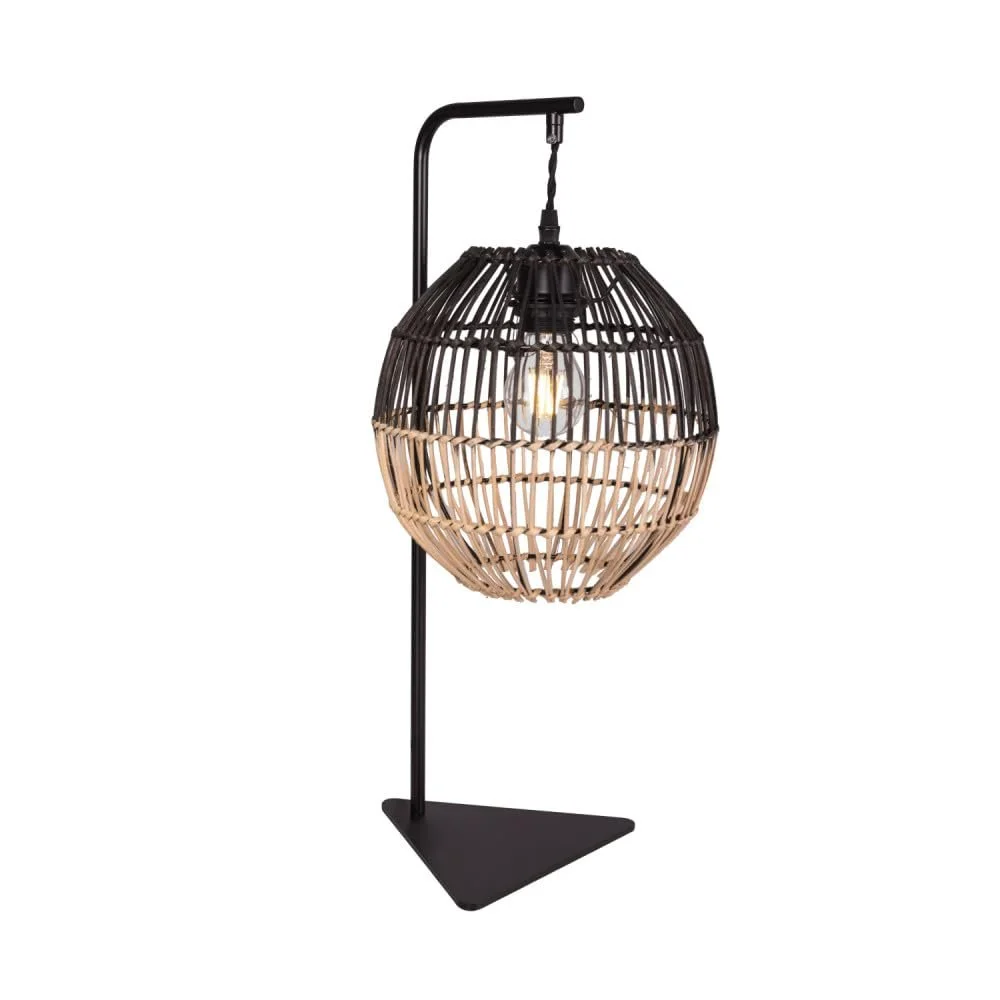 Настільна лампа Granada ротангова зі сталевою основою чорна E27 IP20, фото №7