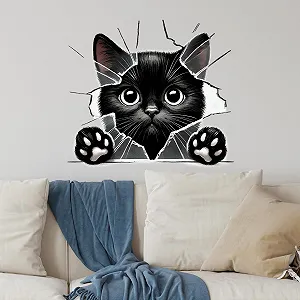 3D Наклейка на стіну GRAZDesign Black Cat 63 x 57 см чорна самоклейна знімна - Фото 1