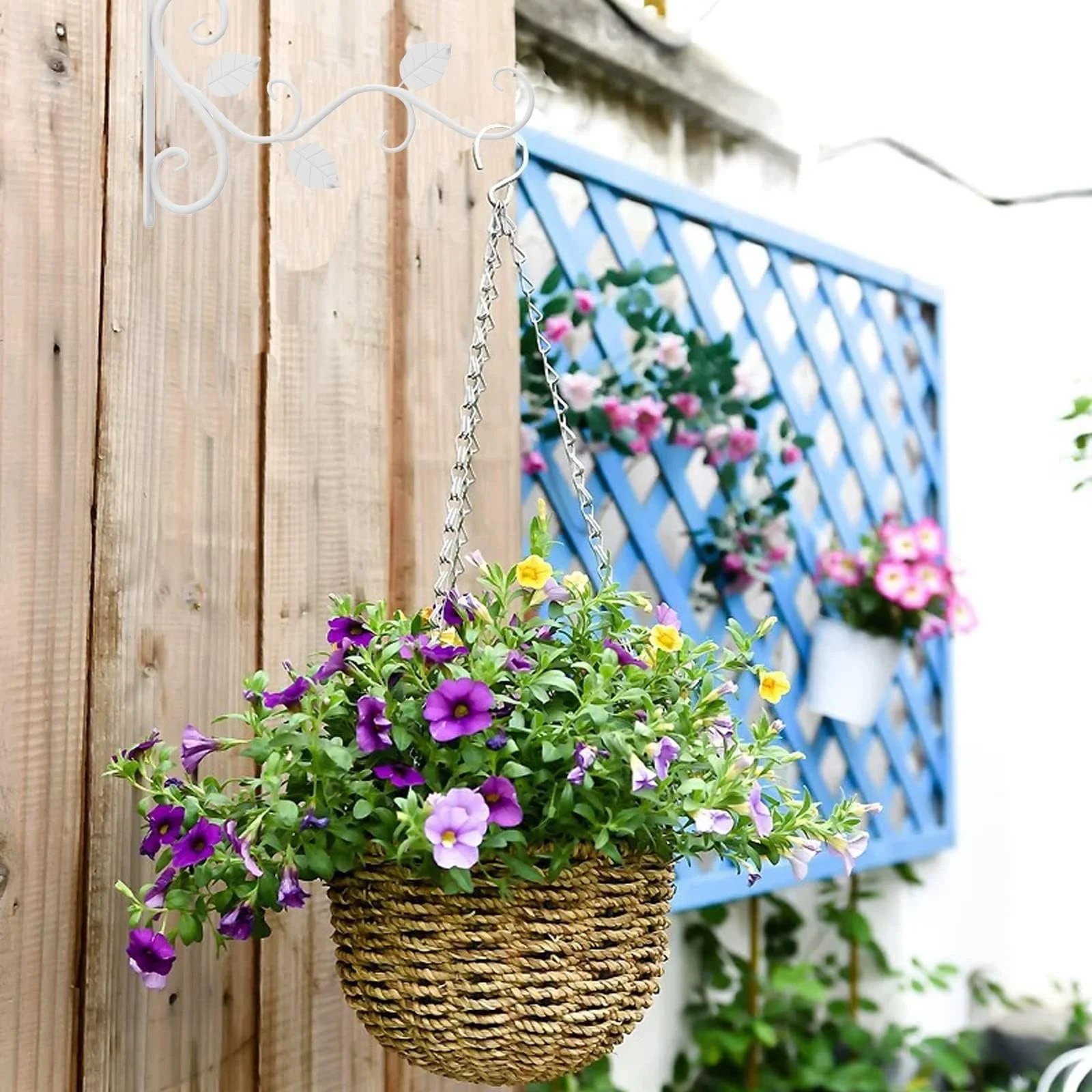 Настенный кронштейн для подвесных корзин набор из 2 шт. металл Белый, фото №6