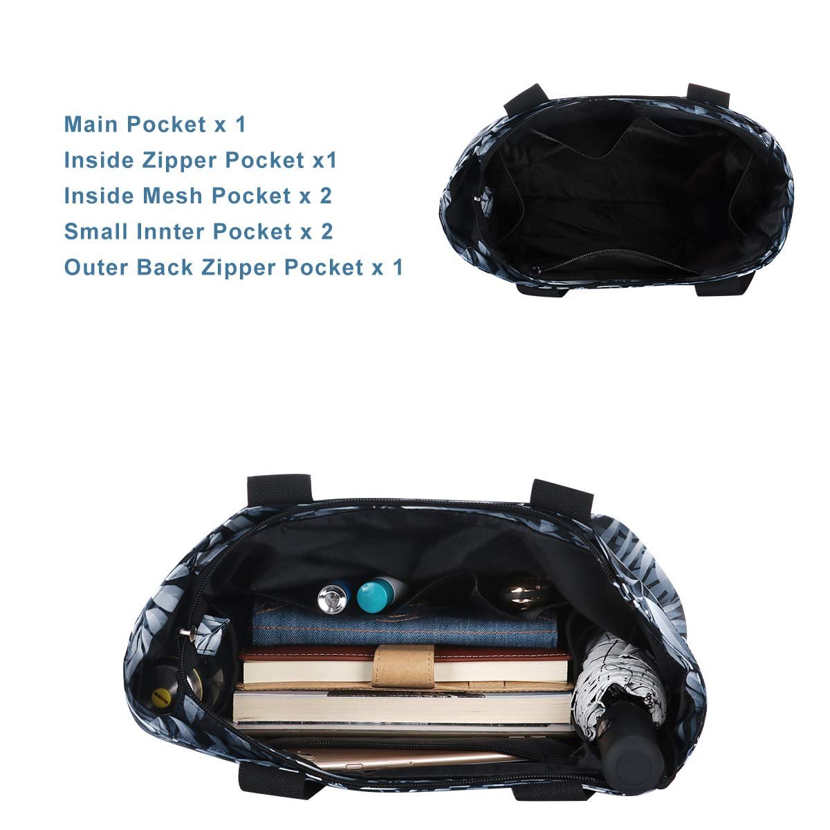 Сумка HAWEE жіноча, з блискавкою, повсякденна, велика, водонепроникна, для подорожей, роботи, школи, пляжу, тонке листя, модна, фото №7 Сумка HAWEE жіноча, з блискавкою, повсякденна, велика, водонепроникна, для подорожей, роботи, школи, пляжу, тонке листя, модна, фото №7