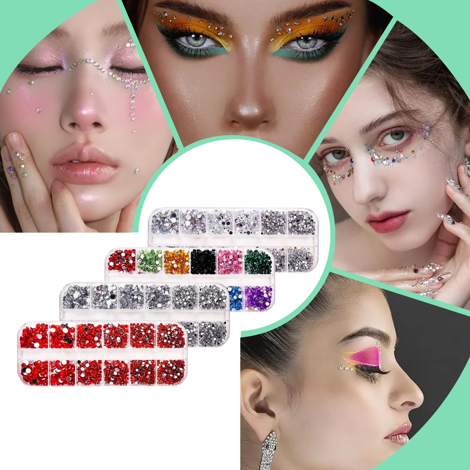 Кришталеві стрази круглі 6000 шт. (2-4 мм) AB, з плоскою задньою частиною, з пінцетом для рукоділля, фото №5