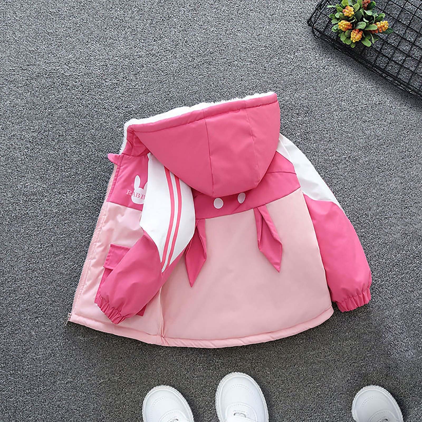 Детская зимняя куртка Generisch для детей среднего и младшего возраста, зимняя куртка с длинными рукавами и капюшоном, повседневная уличная куртка, верхняя одежда для девочек, переходная куртка для улицы, фото №3