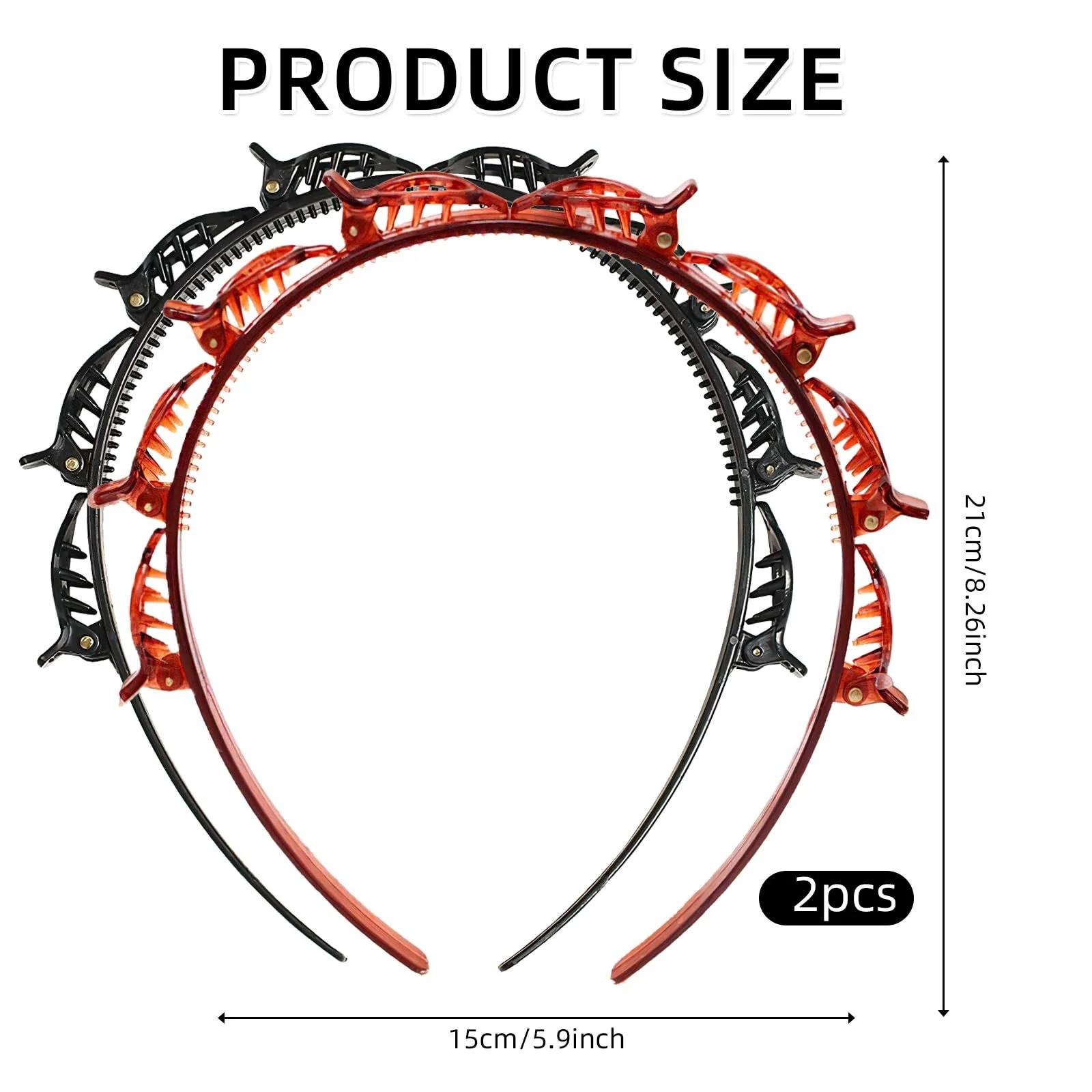 Обруч для волосся з затискачами Double Bangs Hairstyle Hairpin, фото №2