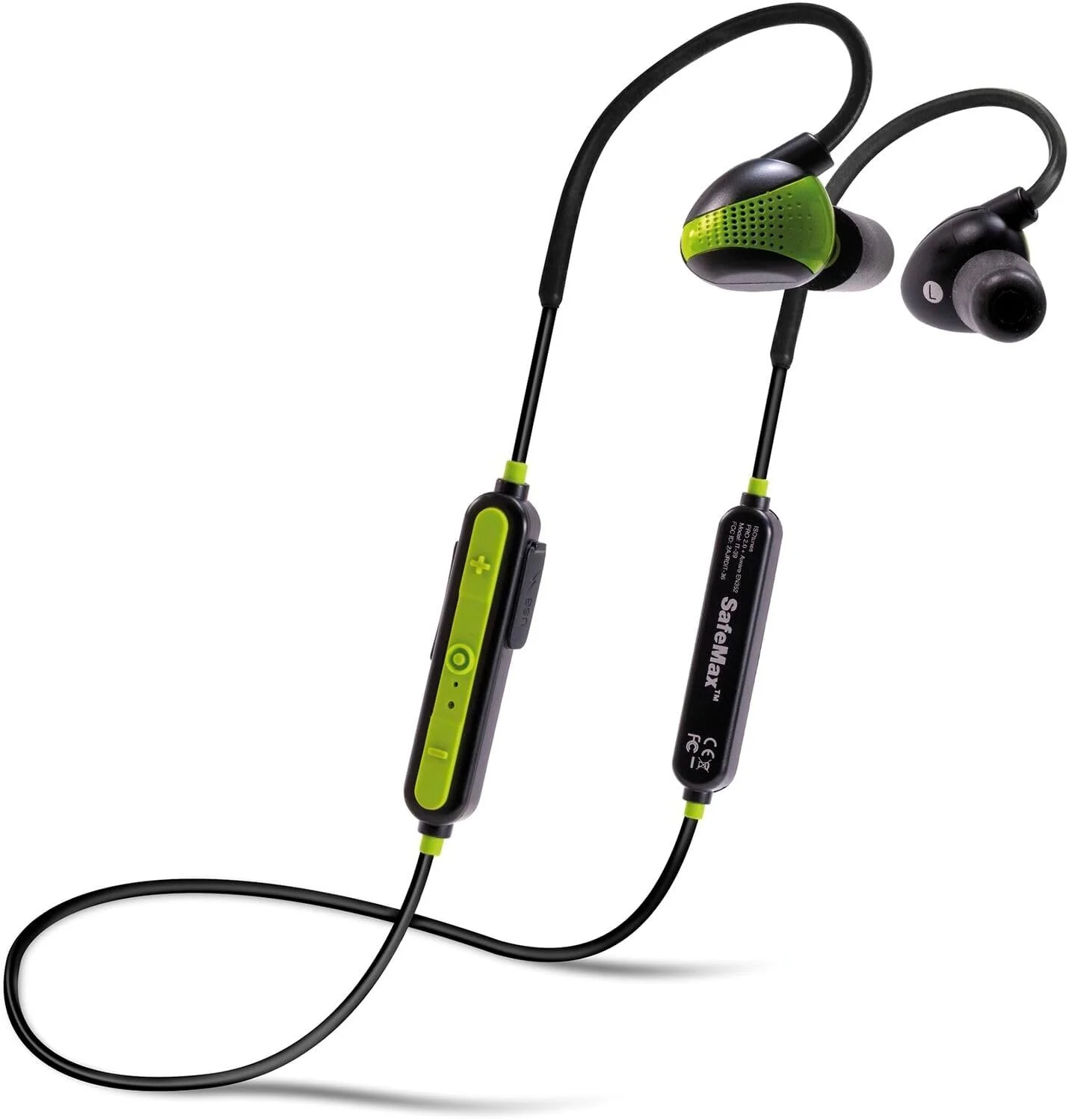 Безпровідні протишумові навушники ISOtunes PRO Aware IT39 / Bluetooth 5.0 / Активне шумозаглушення / Вологозахист IP67 / До 10 годин роботи / Чорно-зелений, фото №2