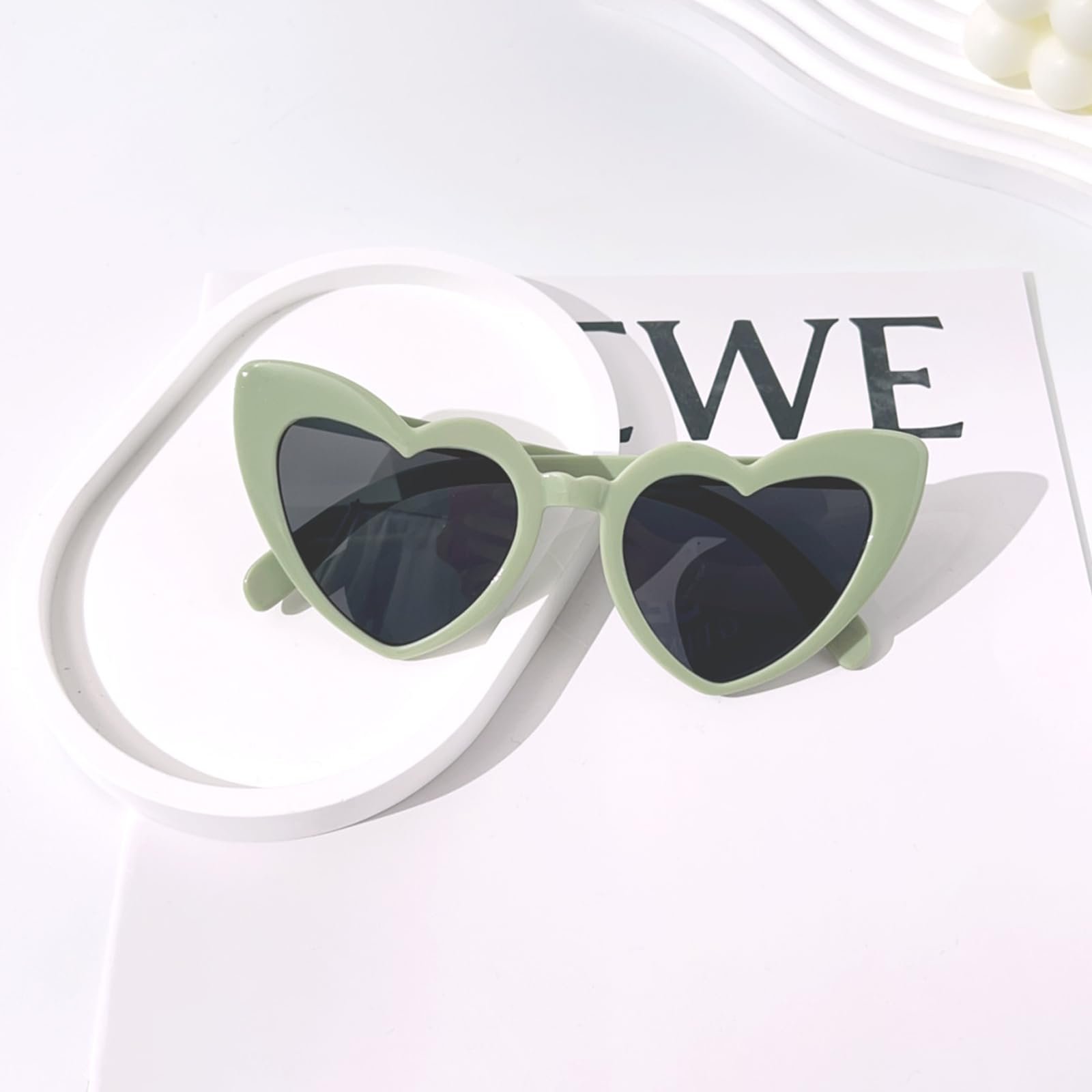 Сонцезахисні окуляри у формі серця OWITER, 6 шт, білі, фото №3