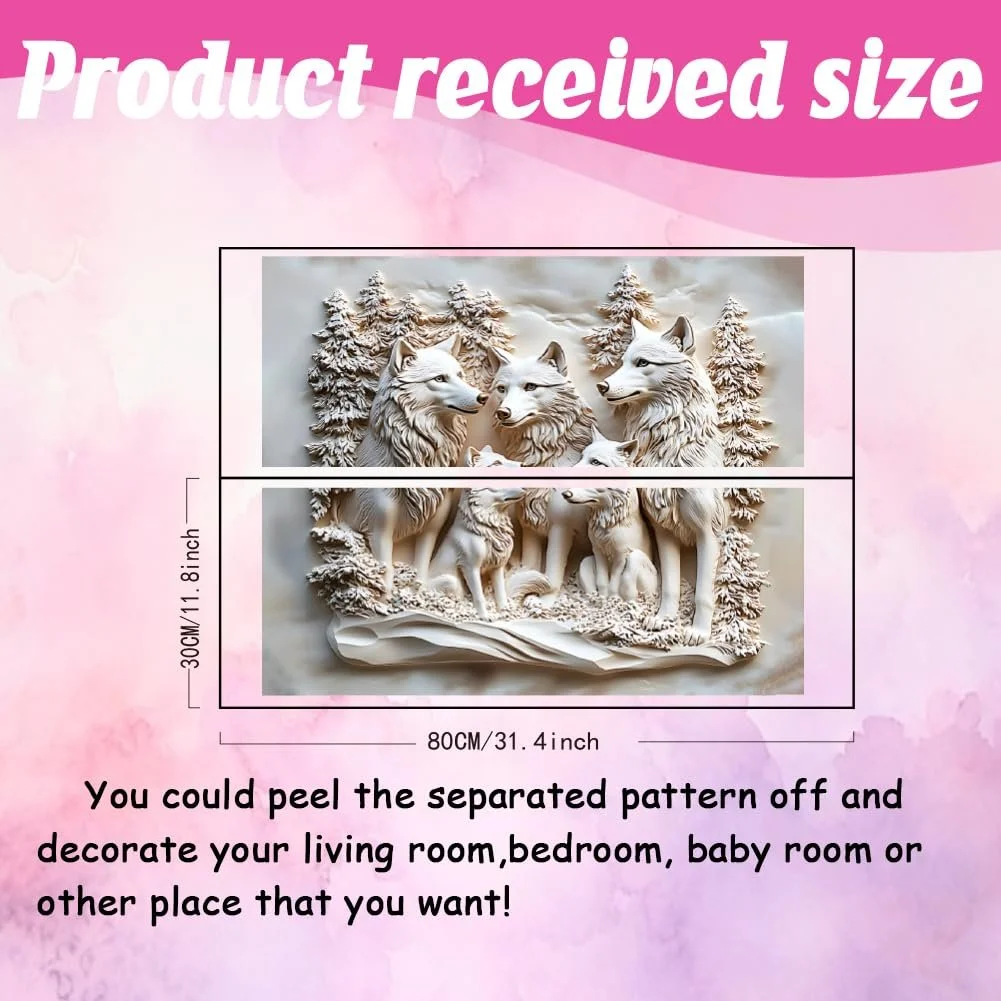 Наклейка на стіну SUPERDANT 3D Сім'я вовків у горах Вінілова 80 x 30 см, фото №2