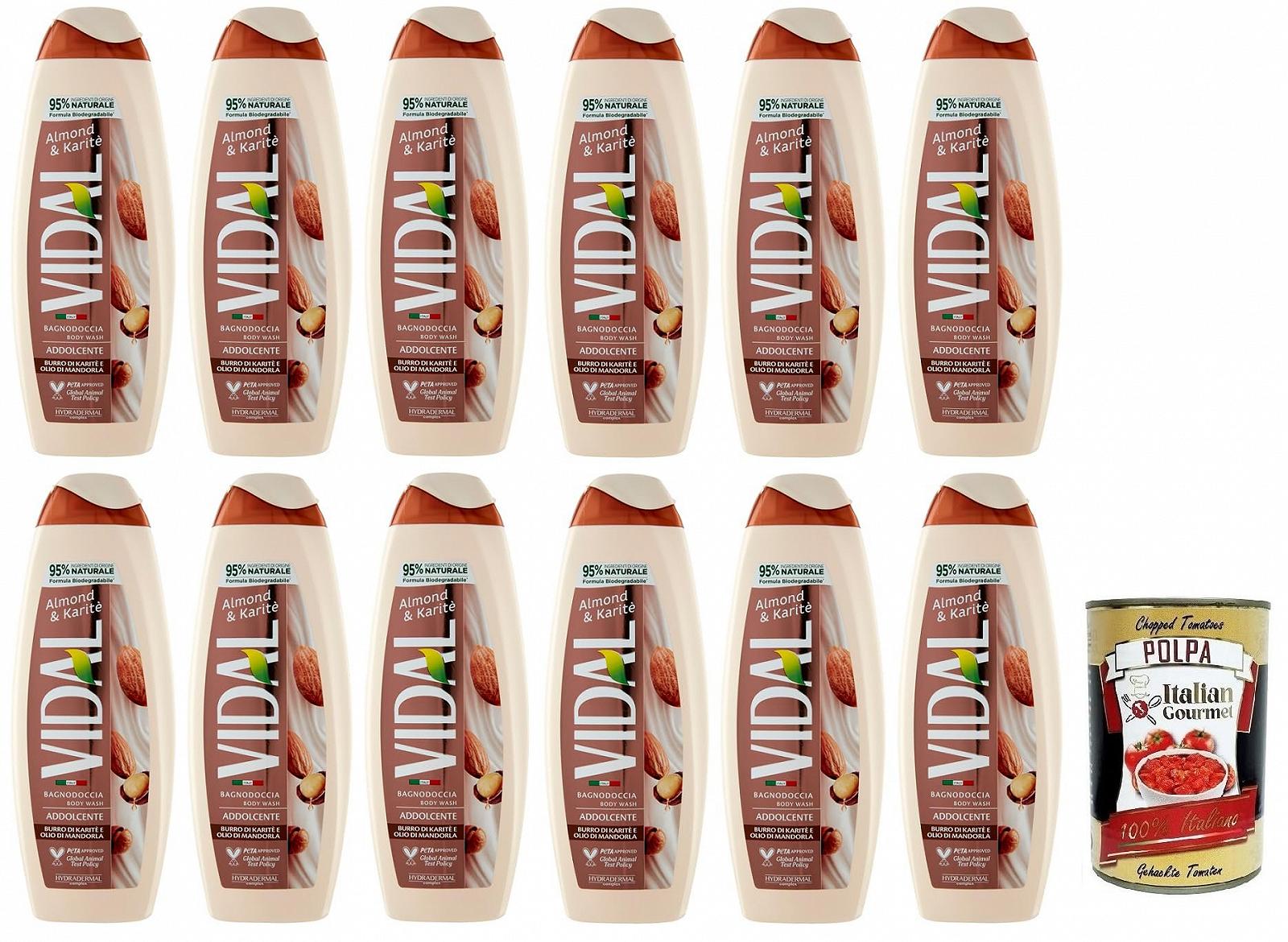 Гель для душу Vidal Almond & Karitè з олією мигдалю та ши 500 мл + томатна пульпа Italian Gourmet 400 г 12 шт, фото №1