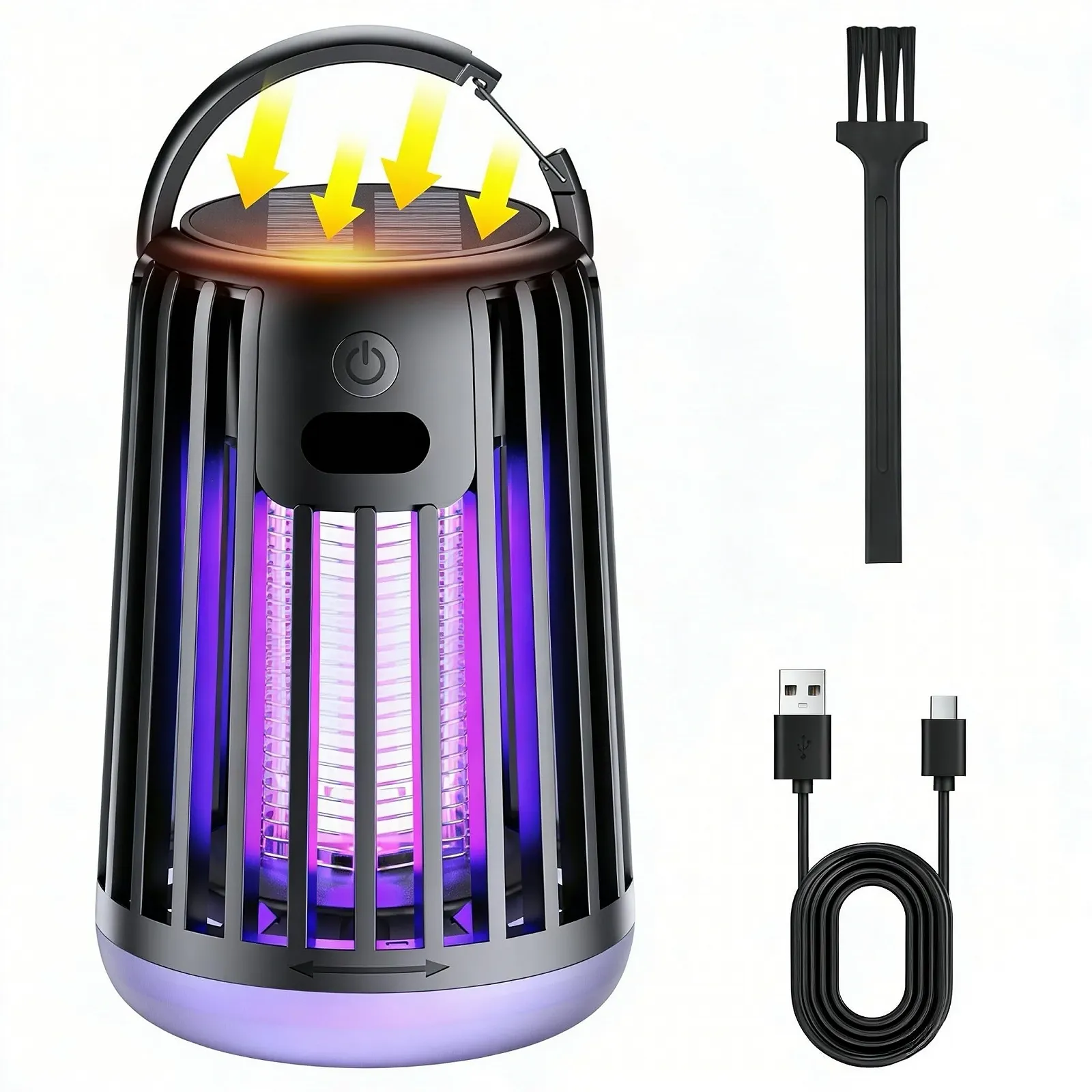 Электрический уничтожитель насекомых Bug Zapper 2000 В Солнечная и USB зарядка, фото №1